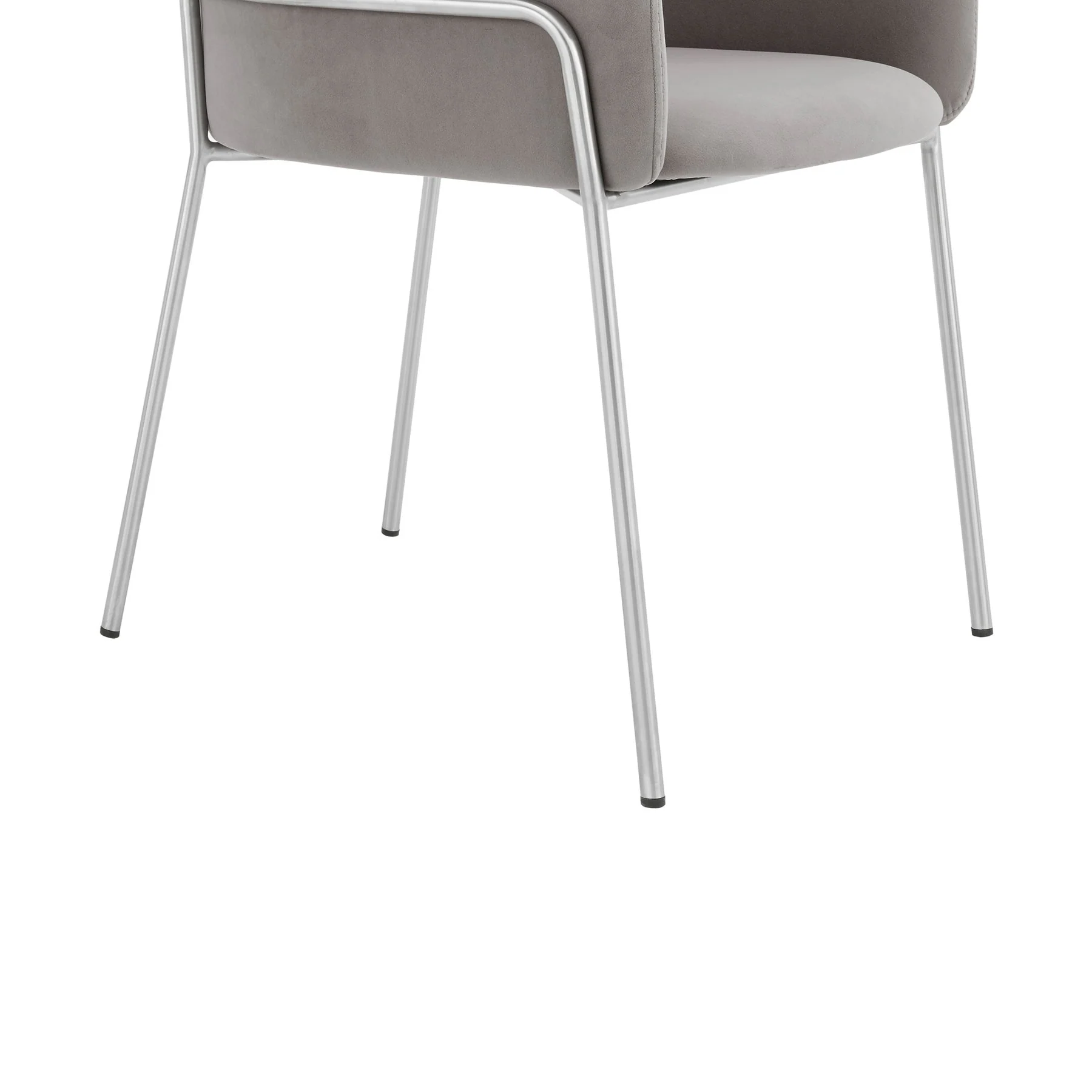 Portia Gray Velvet and Brushed Stainless Steel Dining Room Chairs - Set of 2 - Image 6