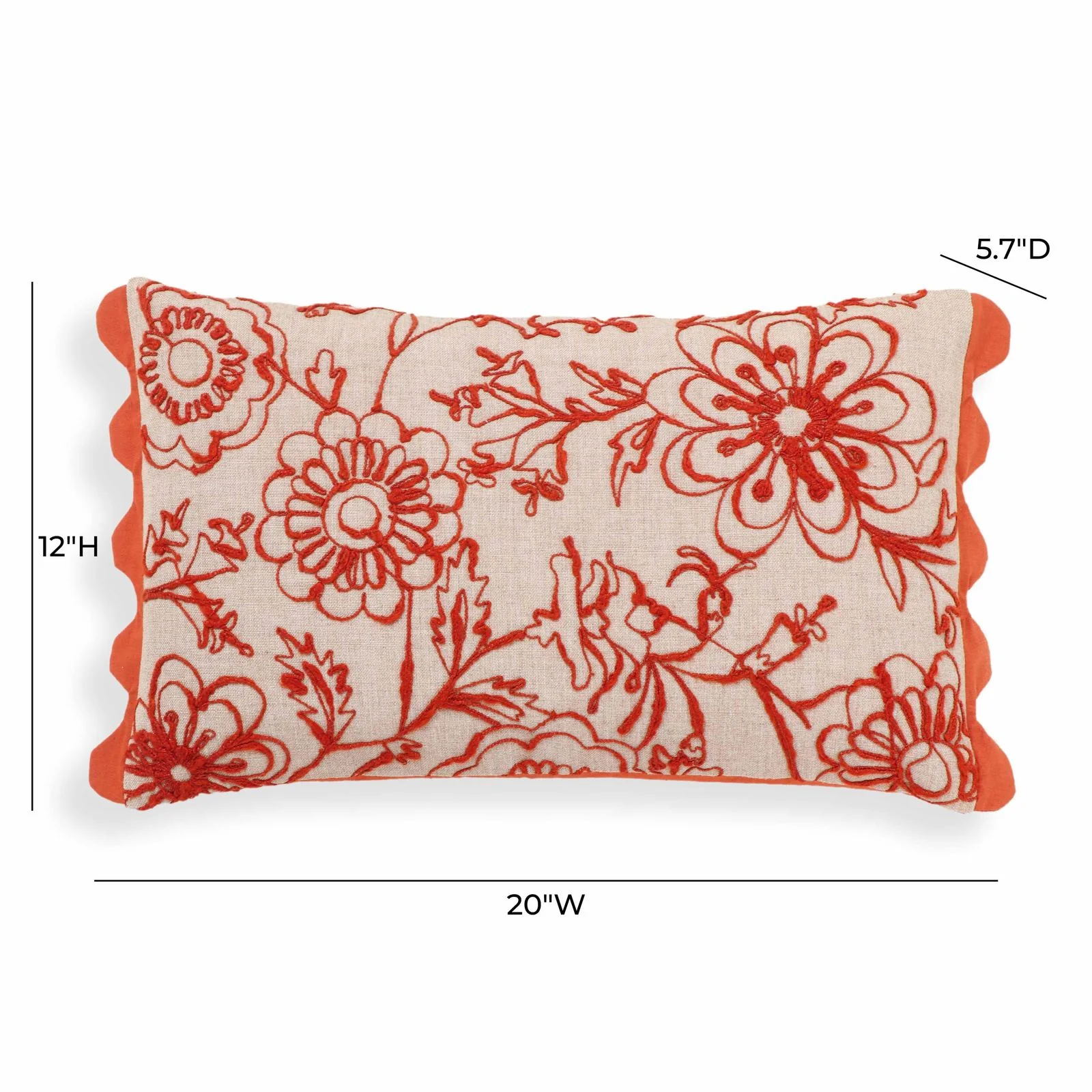 Portia Orange Embroidered Cotton Flex 20 x 12 inch Accent Cushion - Image 13