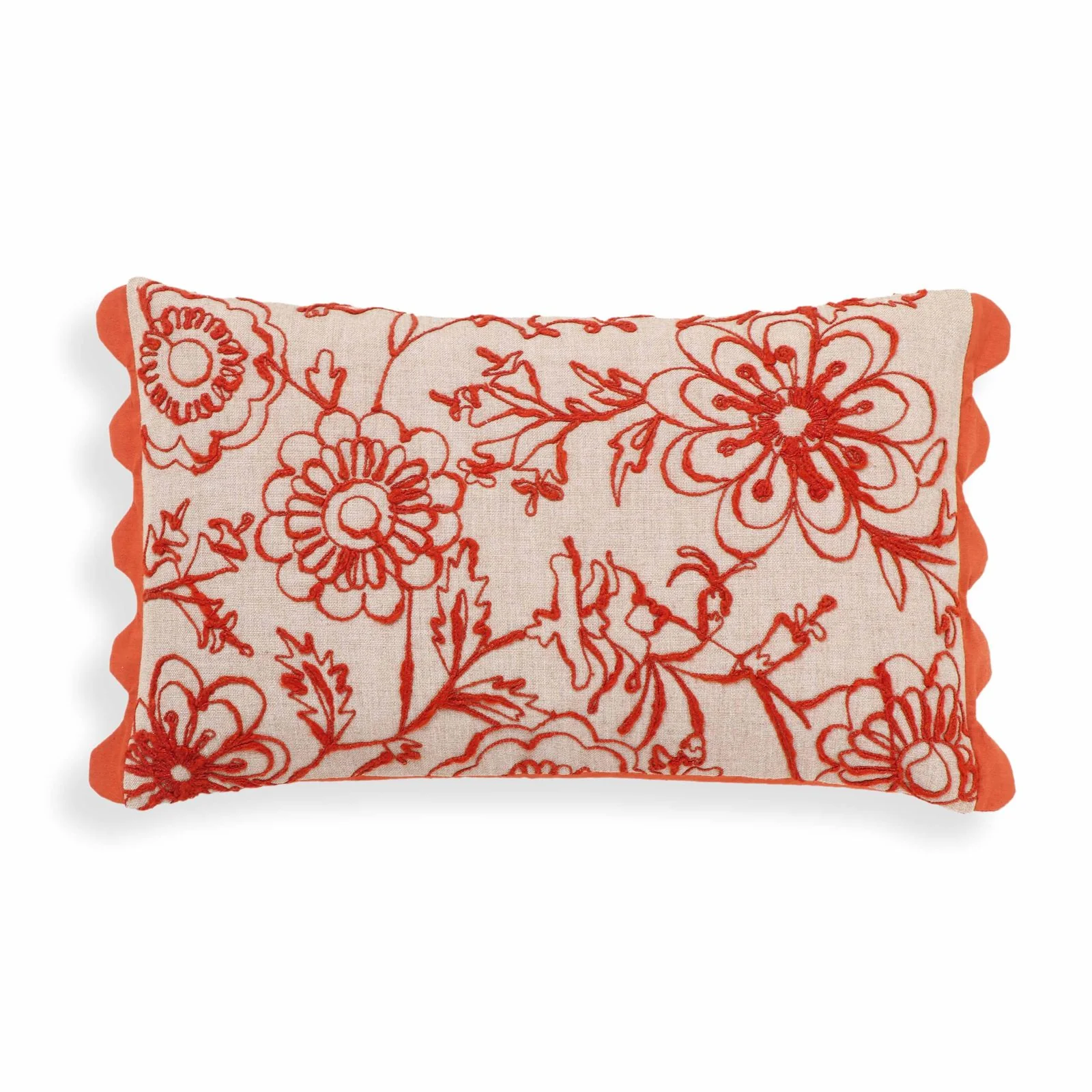Portia Orange Embroidered Cotton Flex 20 x 12 inch Accent Cushion - Image 2