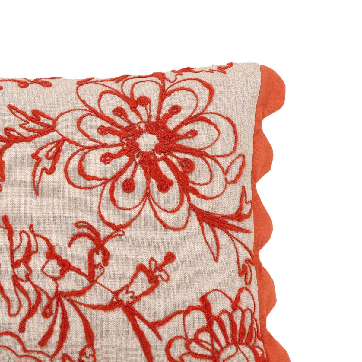 Portia Orange Embroidered Cotton Flex 20 x 12 inch Accent Cushion - Image 7