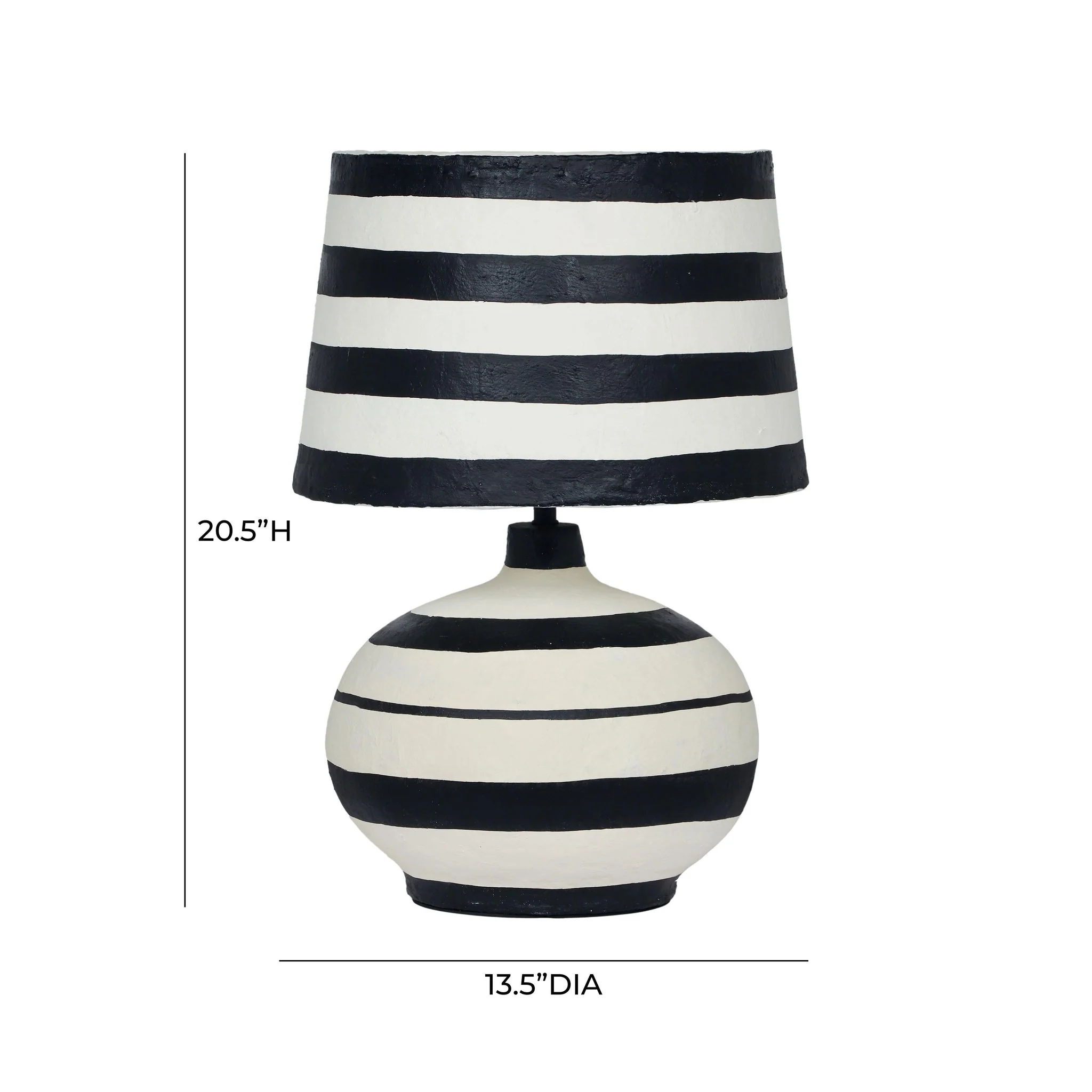 Positano Black Striped Papier Mache Table Lamp - Image 6
