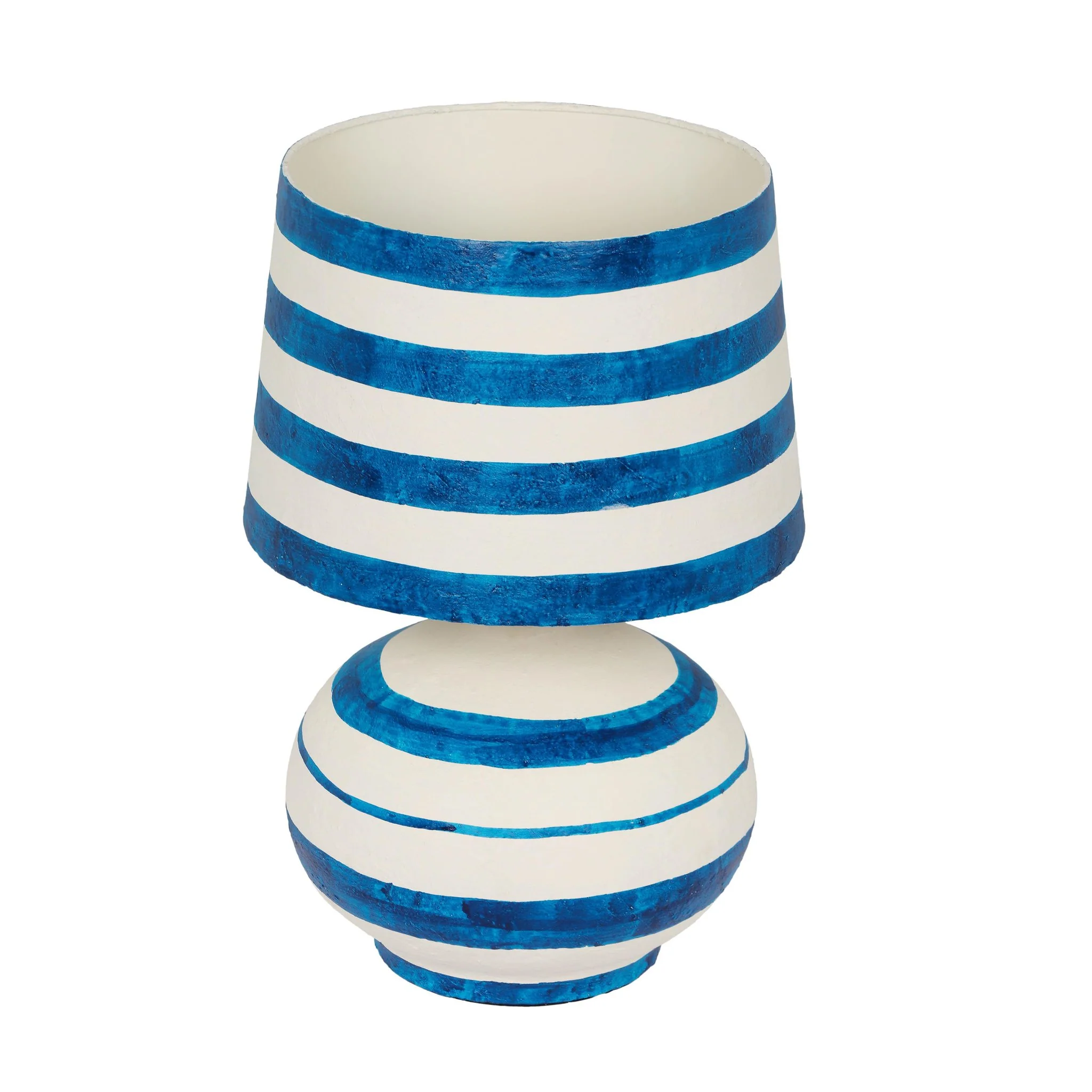 Positano Blue Striped Papier Mache Table Lamp - Image 3