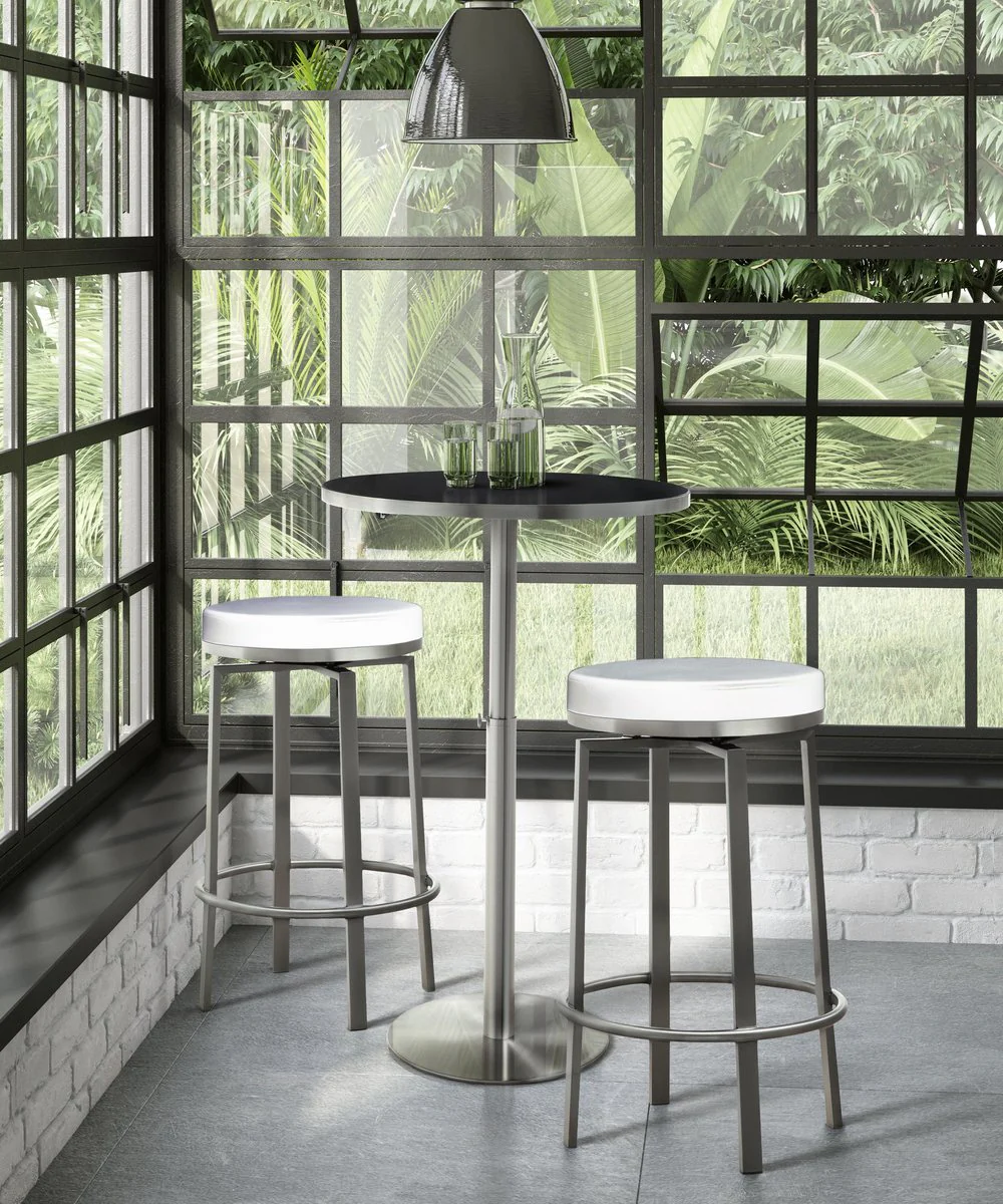 Pratt White Performance Vegan Leather Swivel Counter Stool - Set of 2 - Image 2