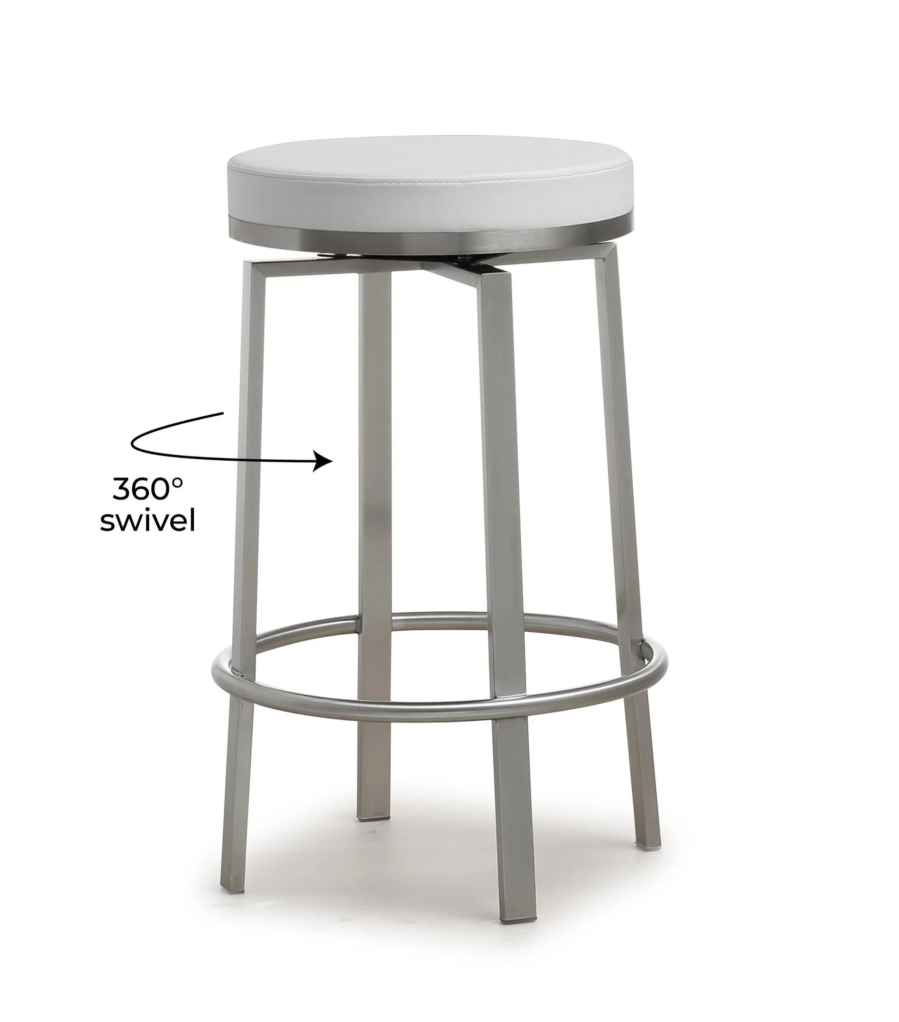 Pratt White Performance Vegan Leather Swivel Counter Stool - Set of 2 - Image 8