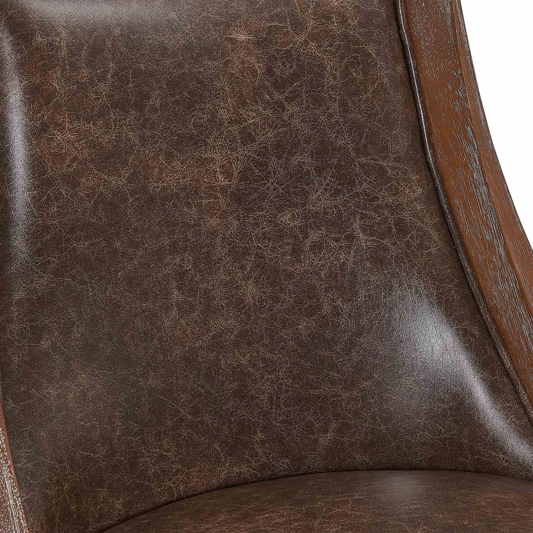 Presley 26" Counter Height Wood Swivel Barstool in Distressed Finish with Brown Stone Faux Leather - Image 7