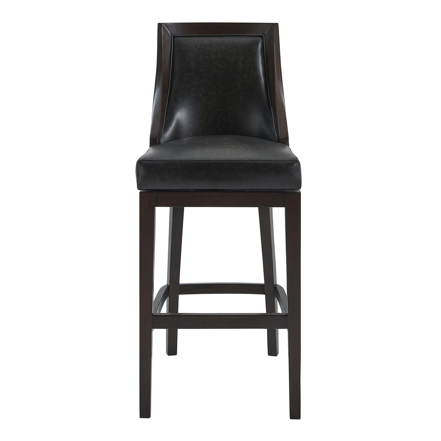 Presley 26" Counter Height Wood Swivel Barstool in Espresso Finish with Onyx Faux Leather - Image 2