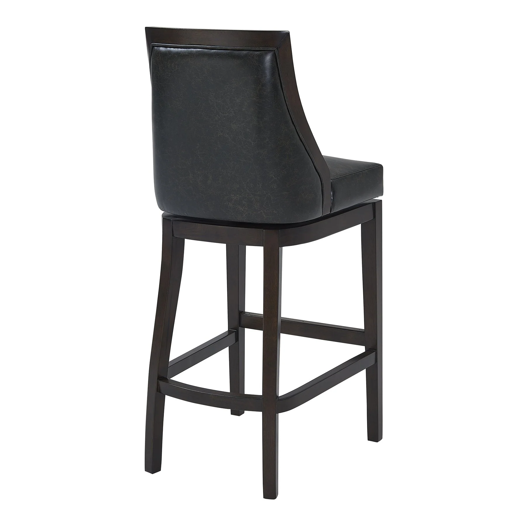 Presley 26" Counter Height Wood Swivel Barstool in Espresso Finish with Onyx Faux Leather - Image 3