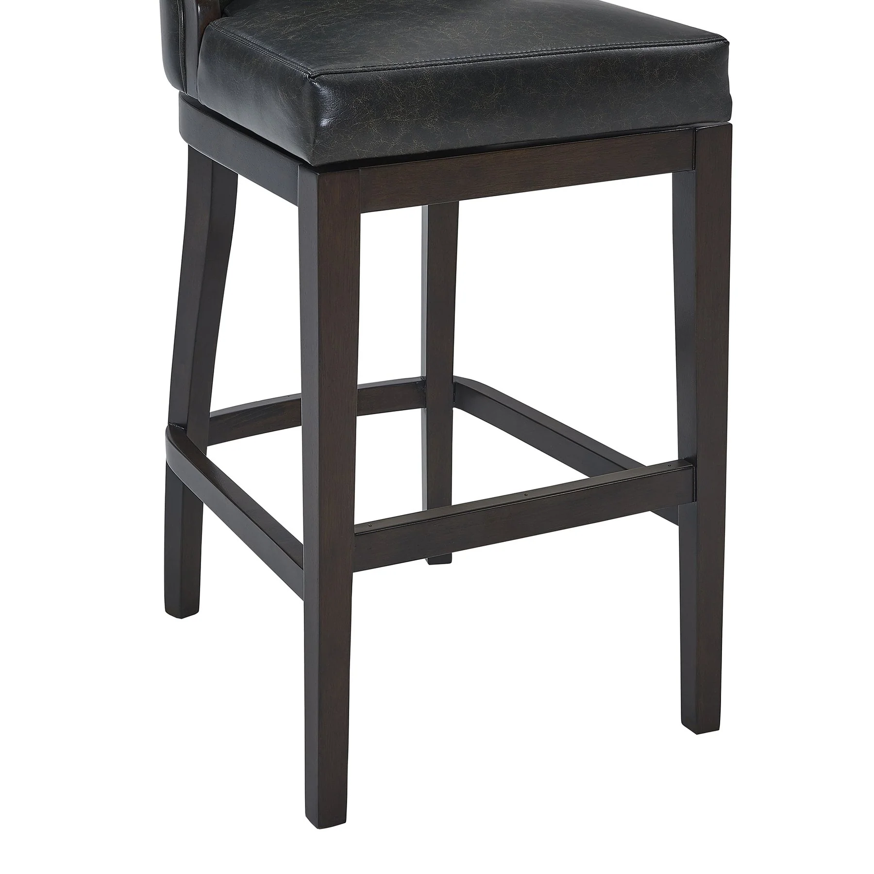 Presley 26" Counter Height Wood Swivel Barstool in Espresso Finish with Onyx Faux Leather - Image 6