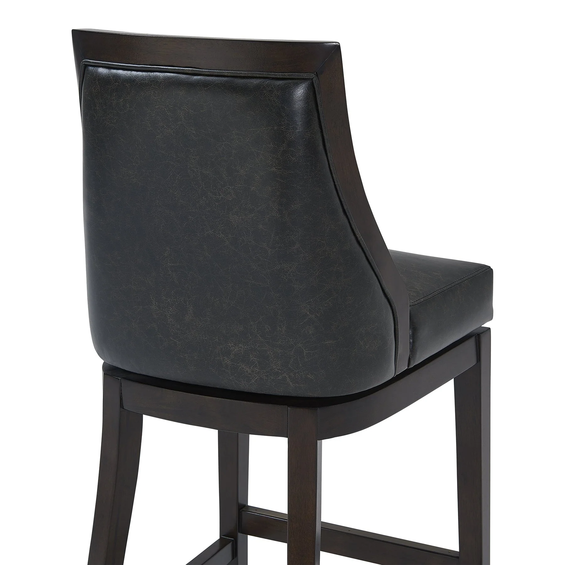 Presley 30" Bar Height Wood Swivel Barstool in Espresso Finish with Onyx Faux Leather - Image 5