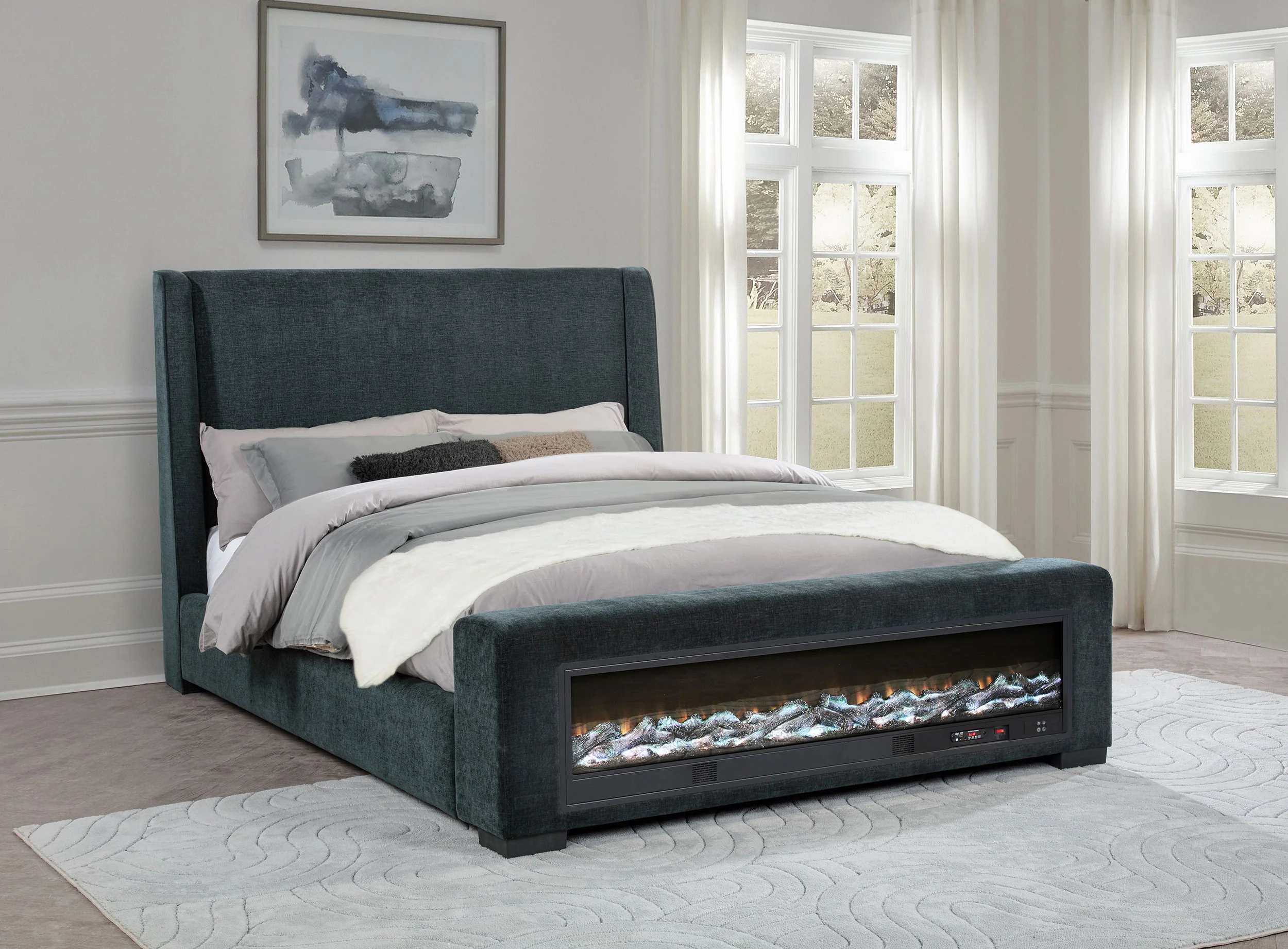 Preston Wingback Bed with Flame Visualizer and Bluetooth Speaker - Image 26