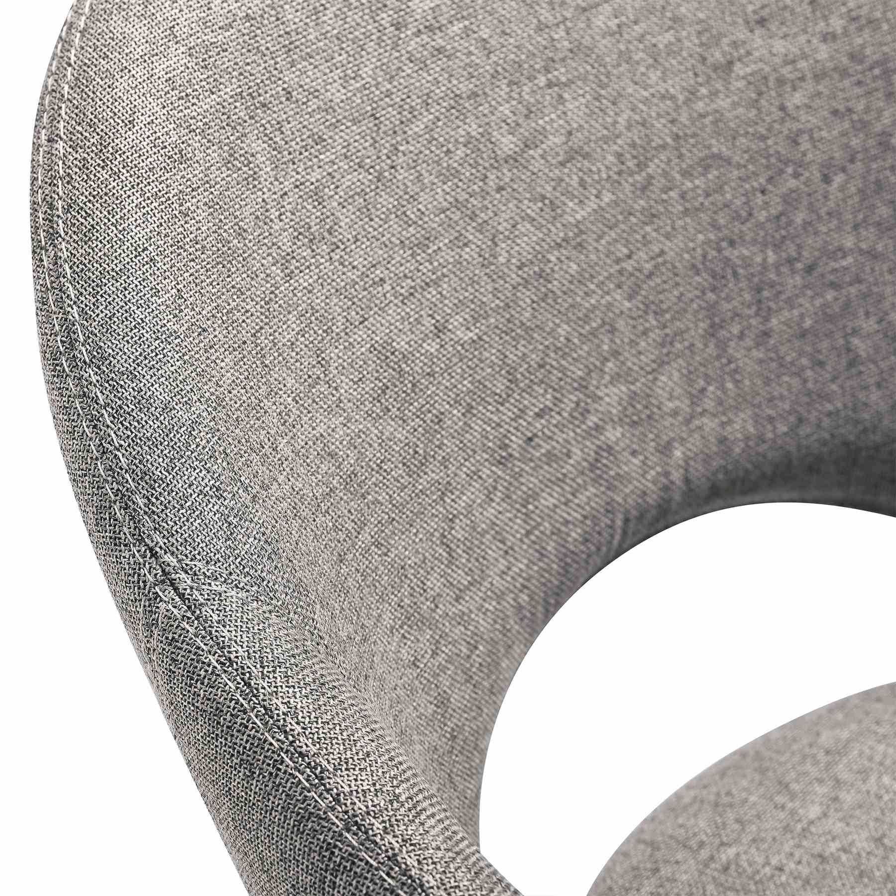 Pria Swivel Upholstered Dining Chair in Gray Fabric with Black Metal Legs - Set of 2 - Image 8