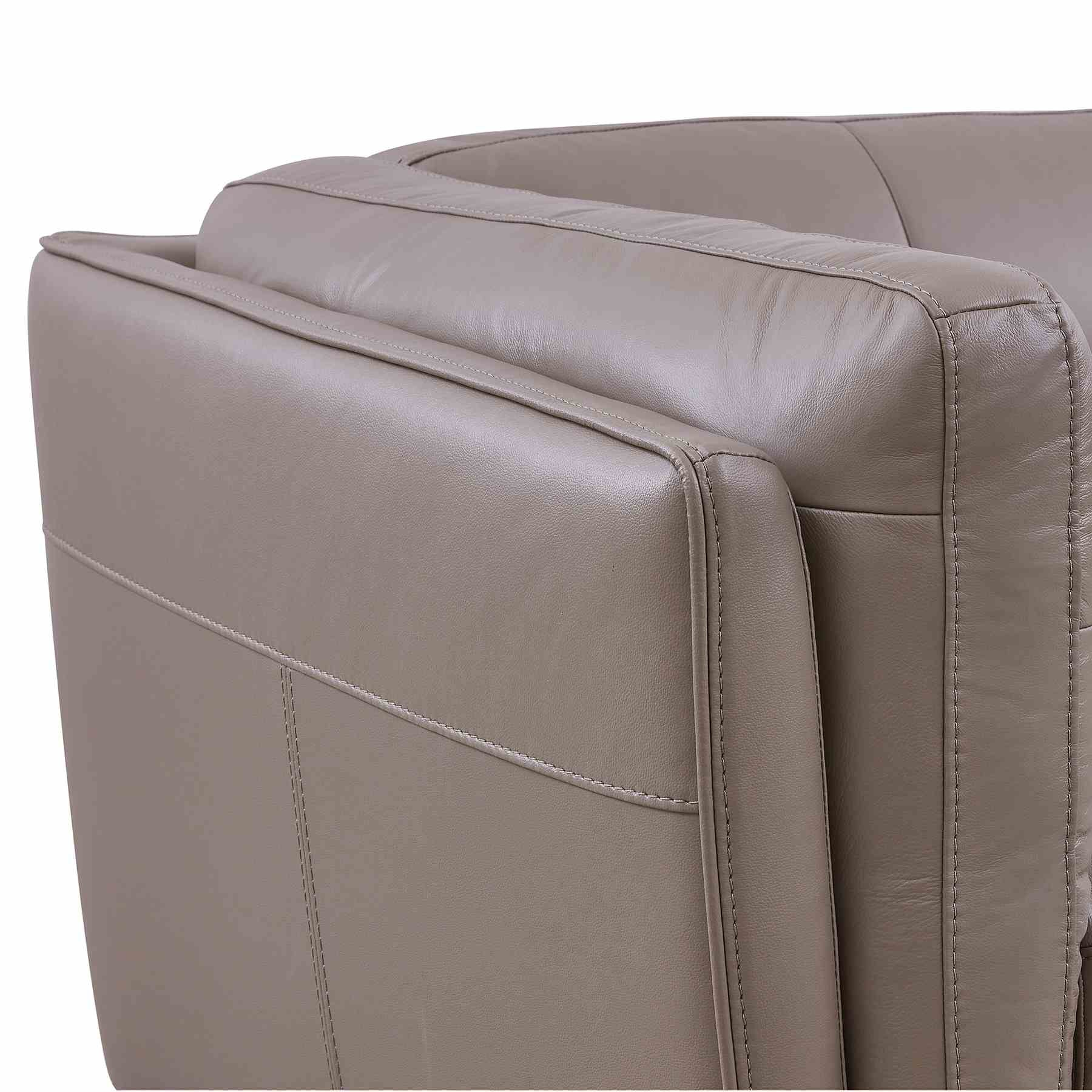 Primrose Contemporary Chair in Dark Metal Finish and Greige Genuine Leather - Image 6