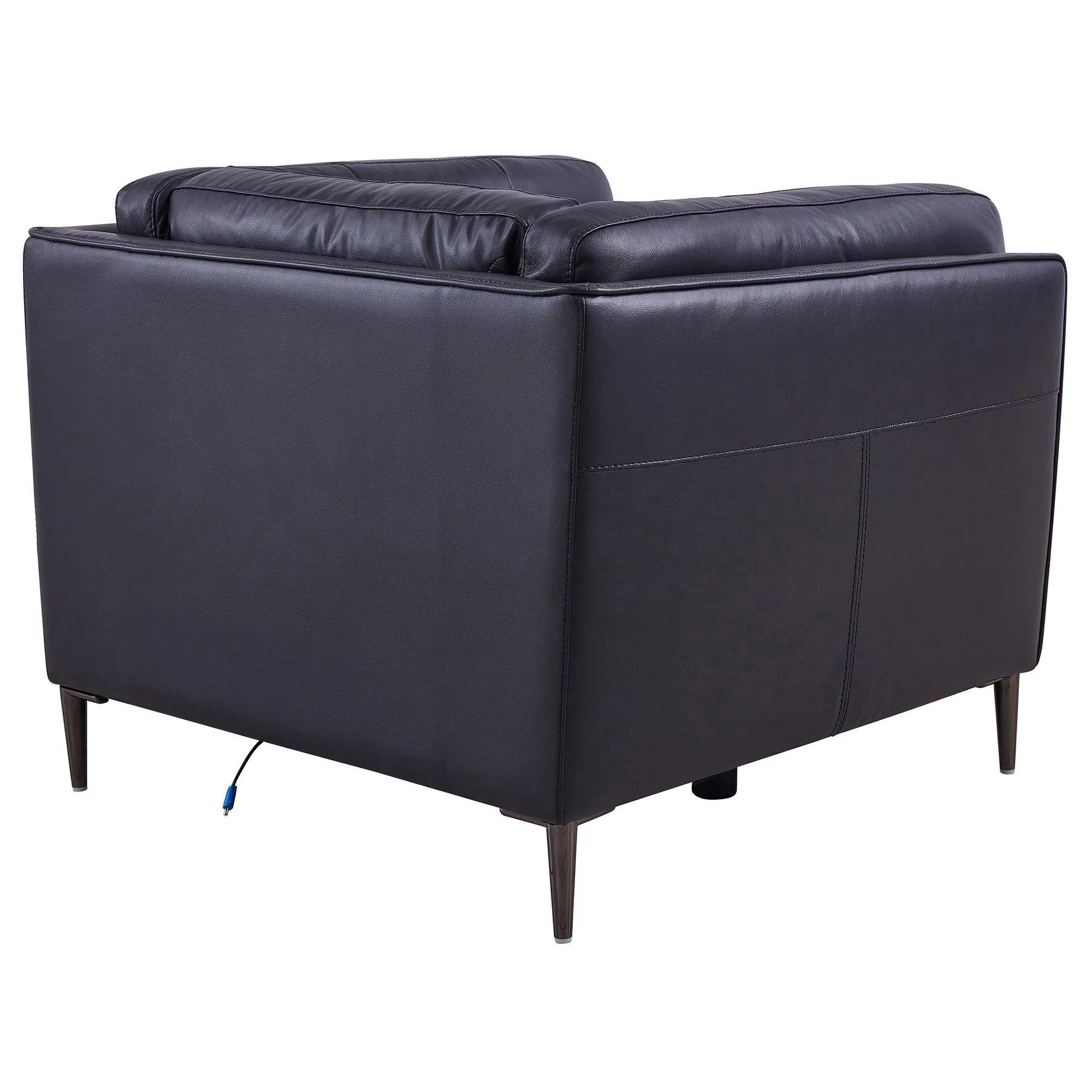 Primrose Contemporary Chair in Dark Metal Finish and Navy Genuine Leather - Image 4