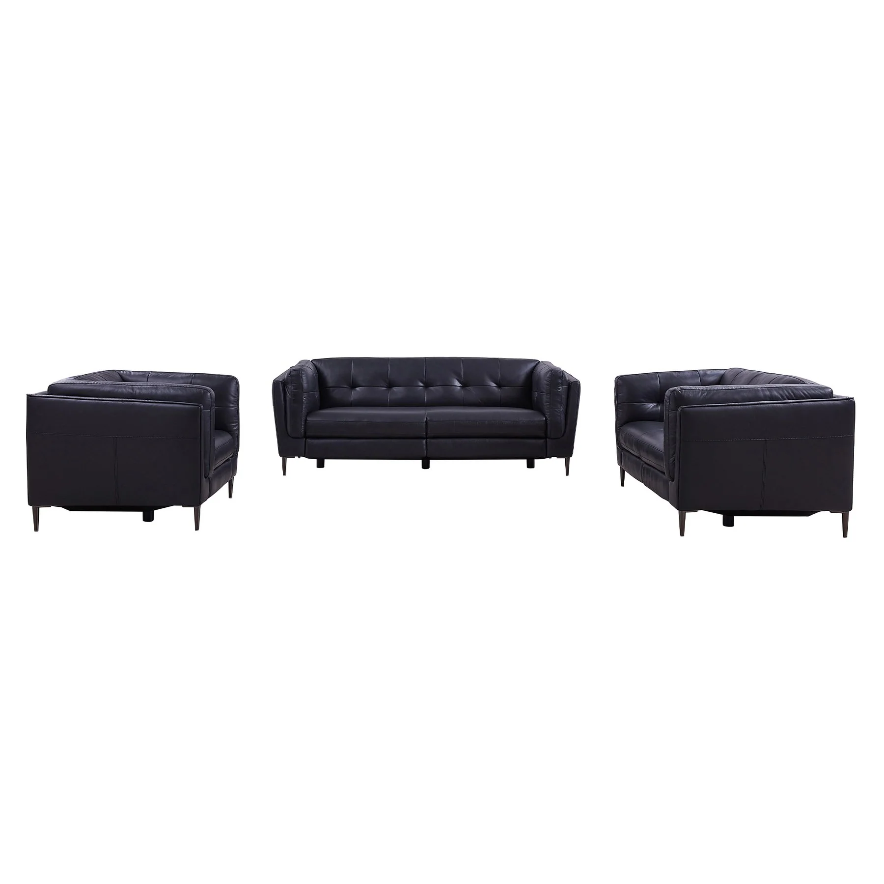 Primrose Contemporary Chair in Dark Metal Finish and Navy Genuine Leather - Image 8