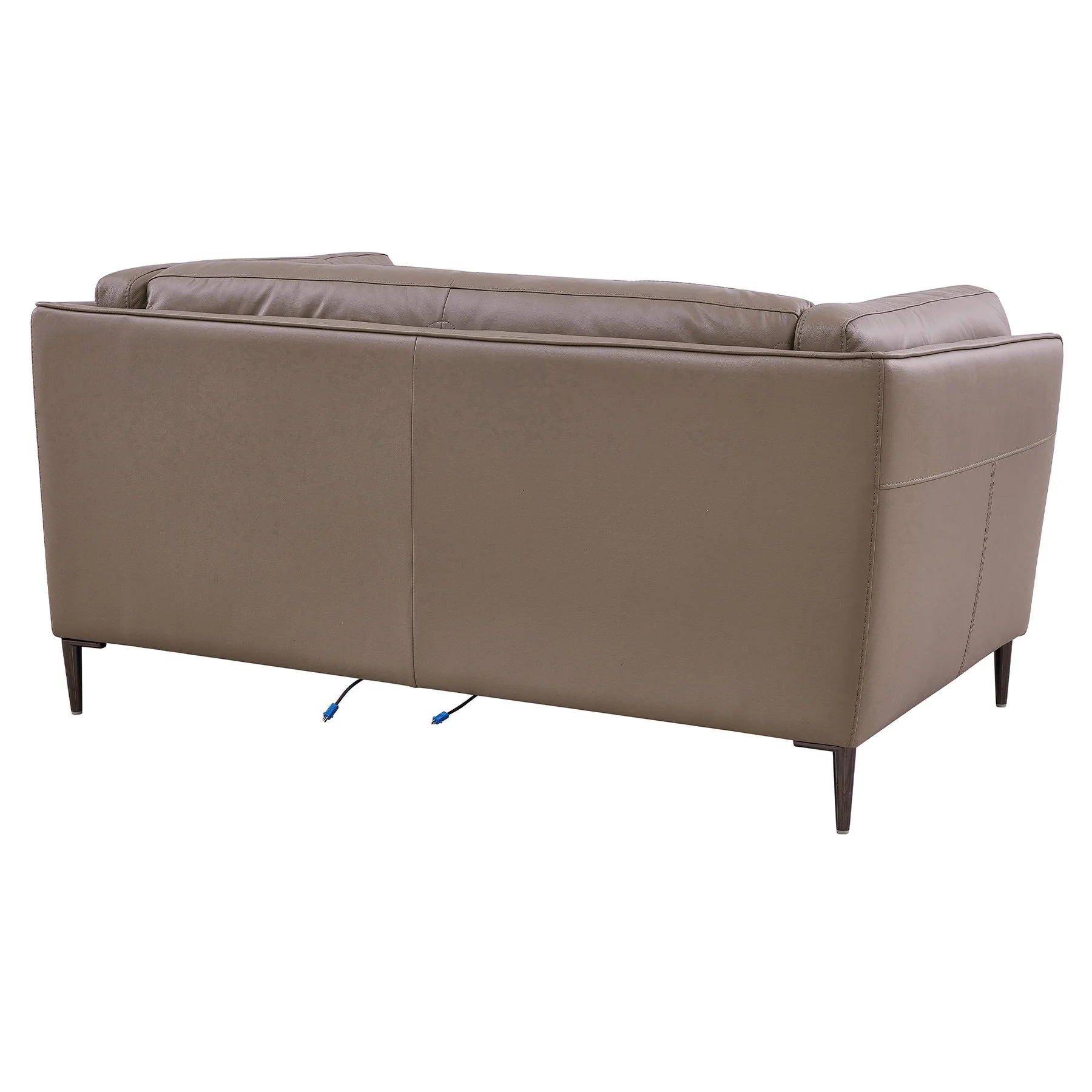 Primrose Contemporary Loveseat in Dark Metal Finish and Greige Genuine Leather - Image 4