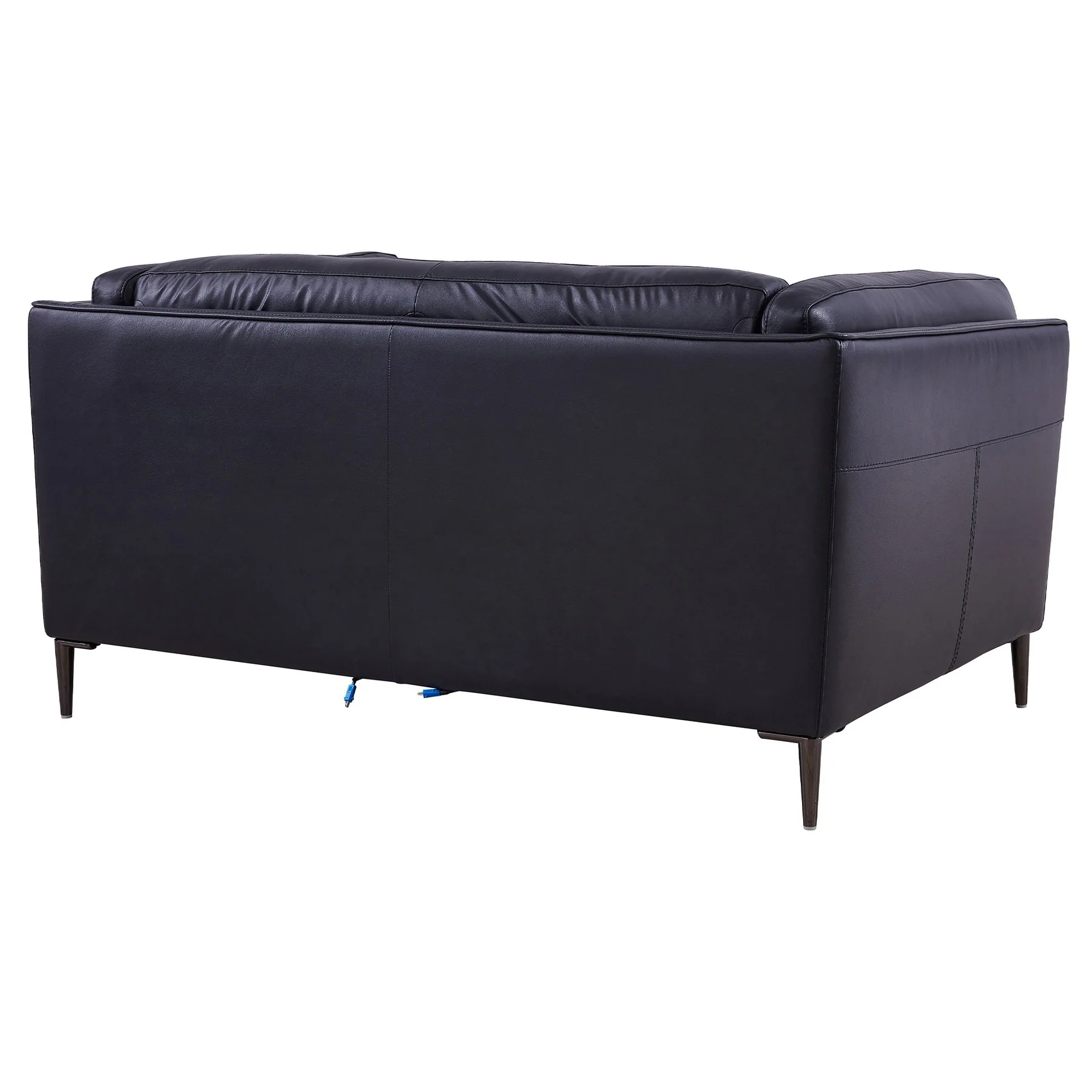 Primrose Contemporary Loveseat in Dark Metal Finish and Navy Genuine Leather - Image 4