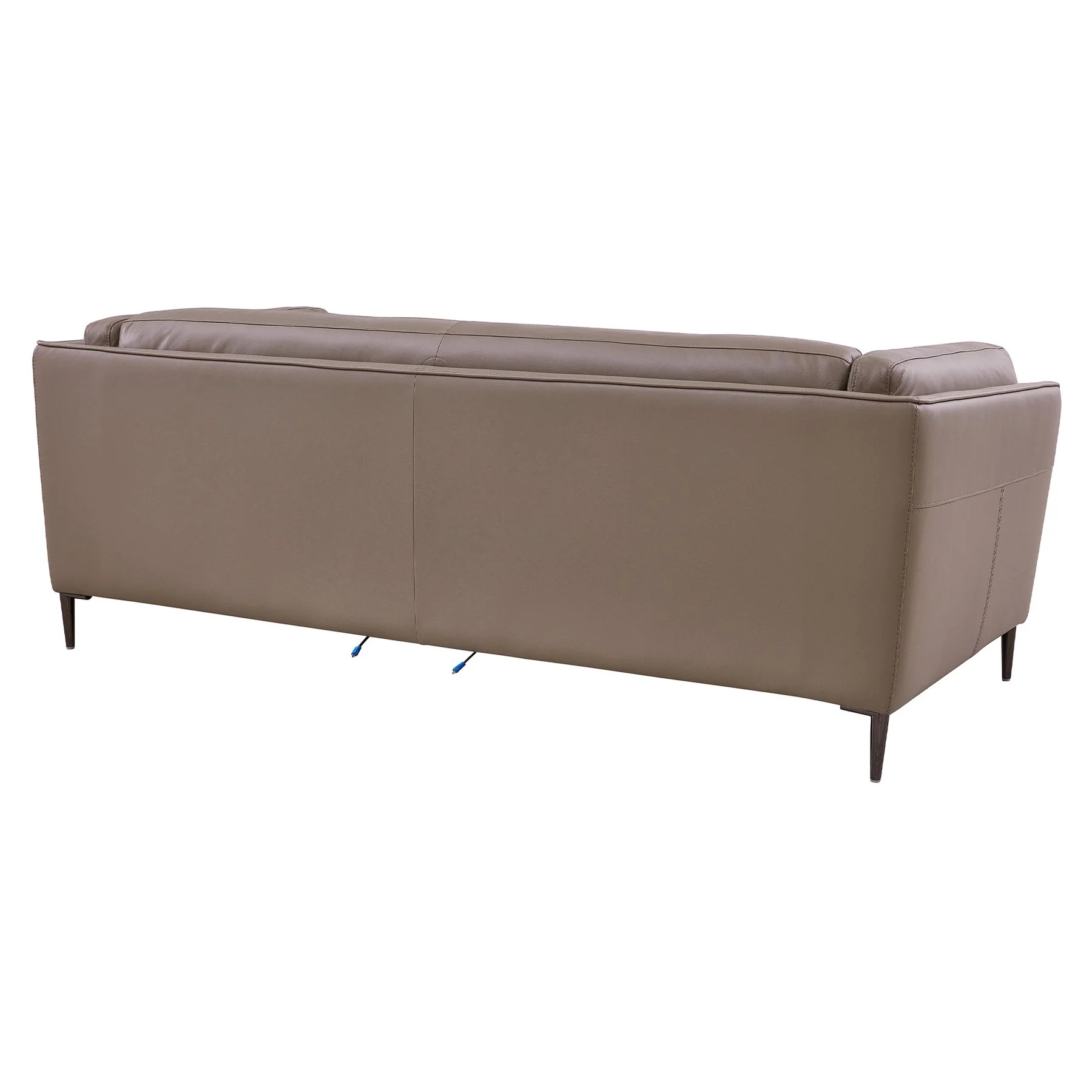 Primrose Contemporary Sofa in Dark Metal Finish and Greige Genuine Leather - Image 4