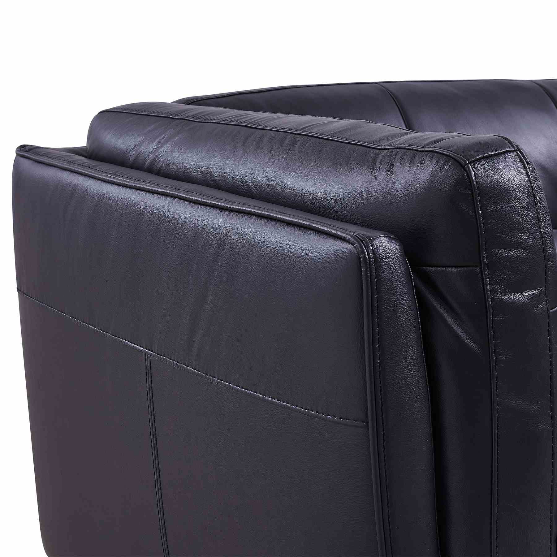 Primrose Contemporary Sofa in Dark Metal Finish and Navy Genuine Leather - Image 5