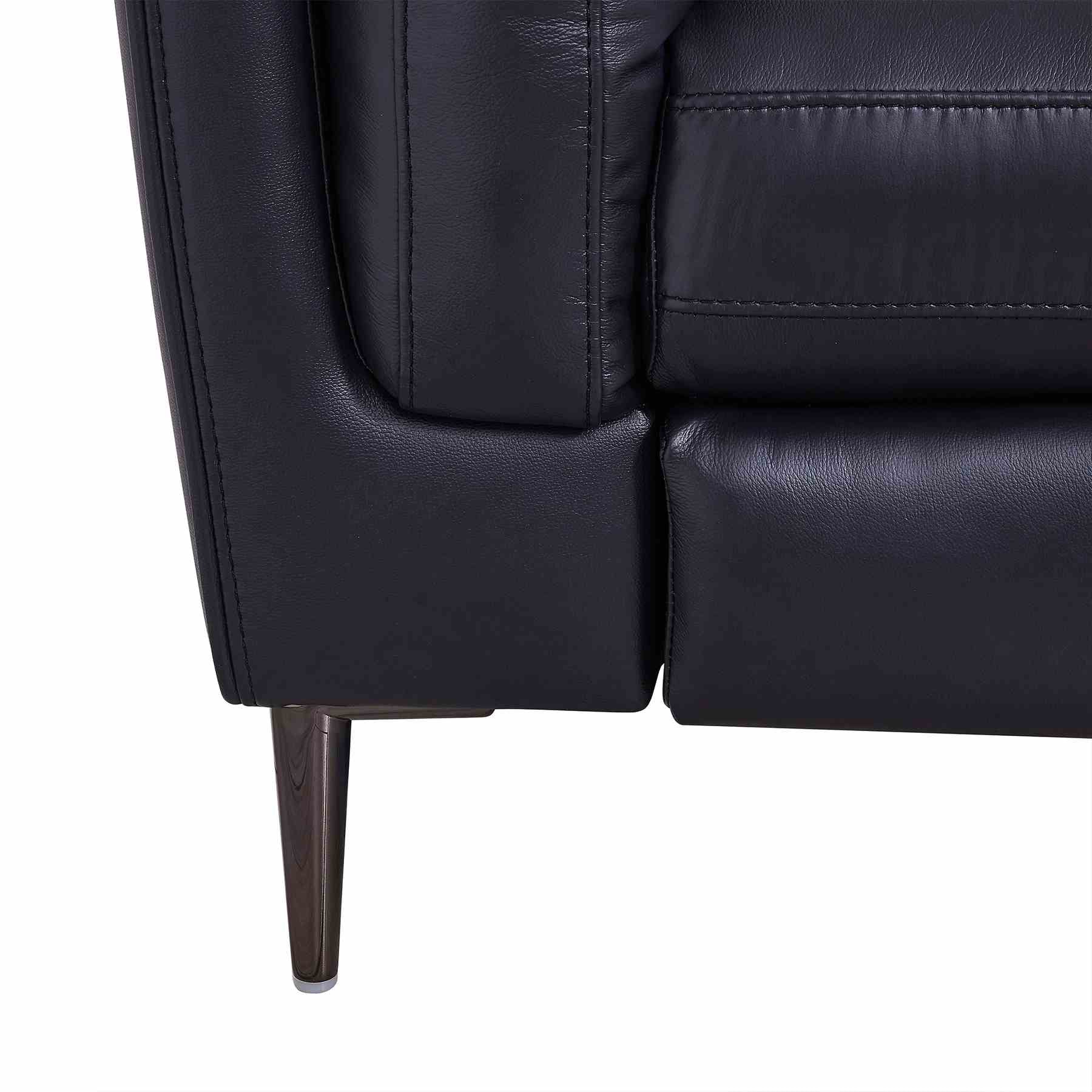 Primrose Contemporary Sofa in Dark Metal Finish and Navy Genuine Leather - Image 6