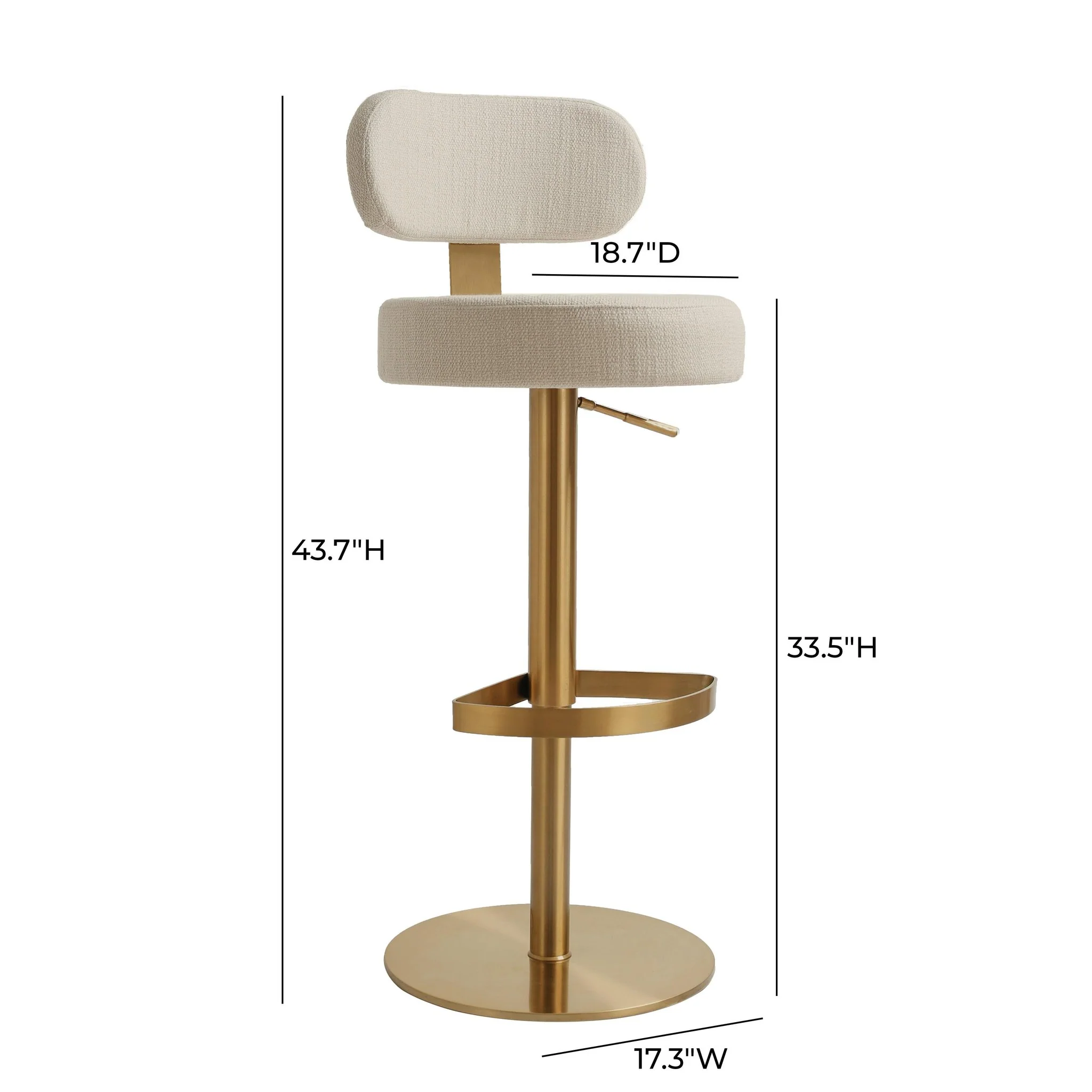 Primrose Cream Textured Performance Fabric Adjustable Stool - Image 9