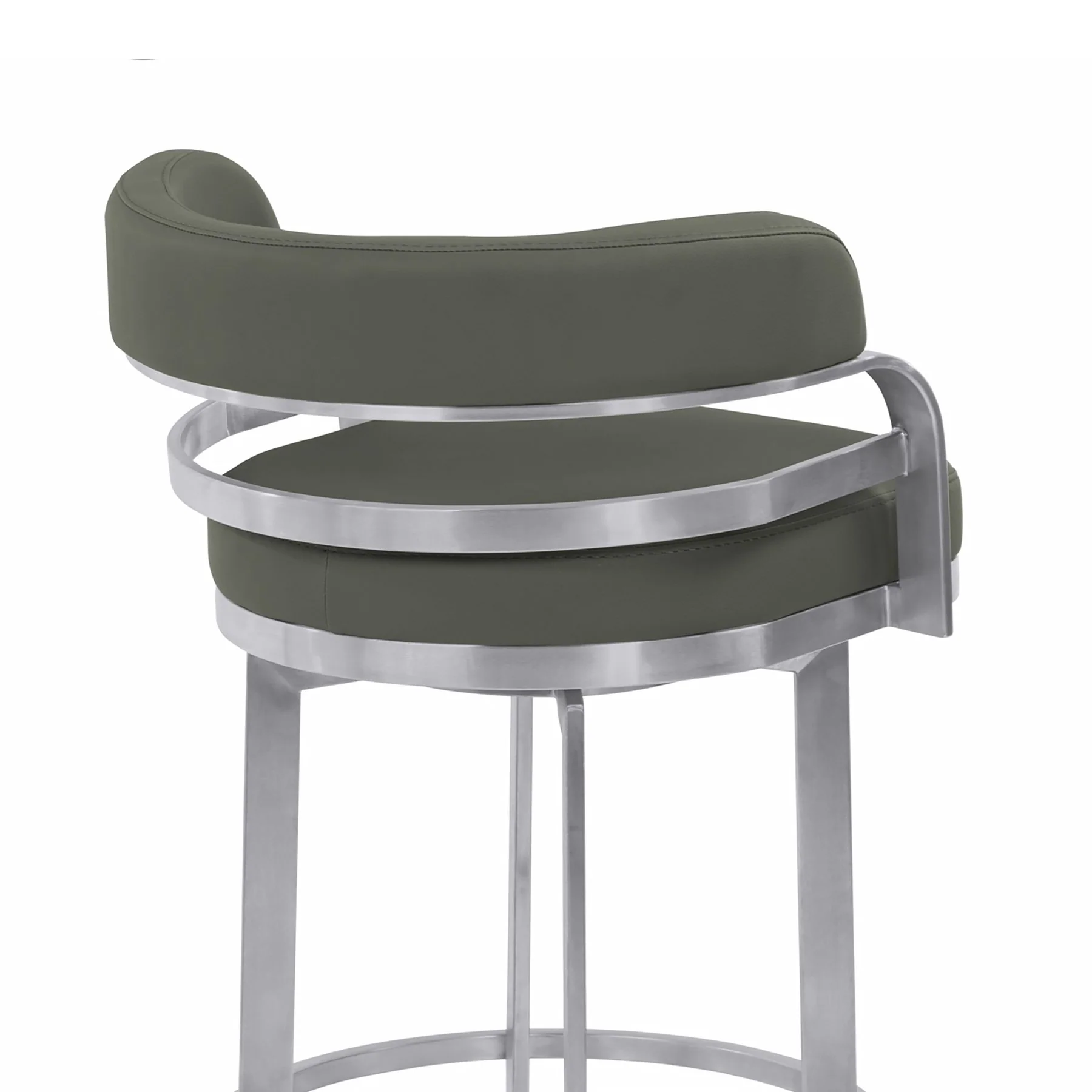 Prinz 26" Counter Height Swivel Gray Faux Leather and Brushed Stainless Steel Bar Stool - Image 5