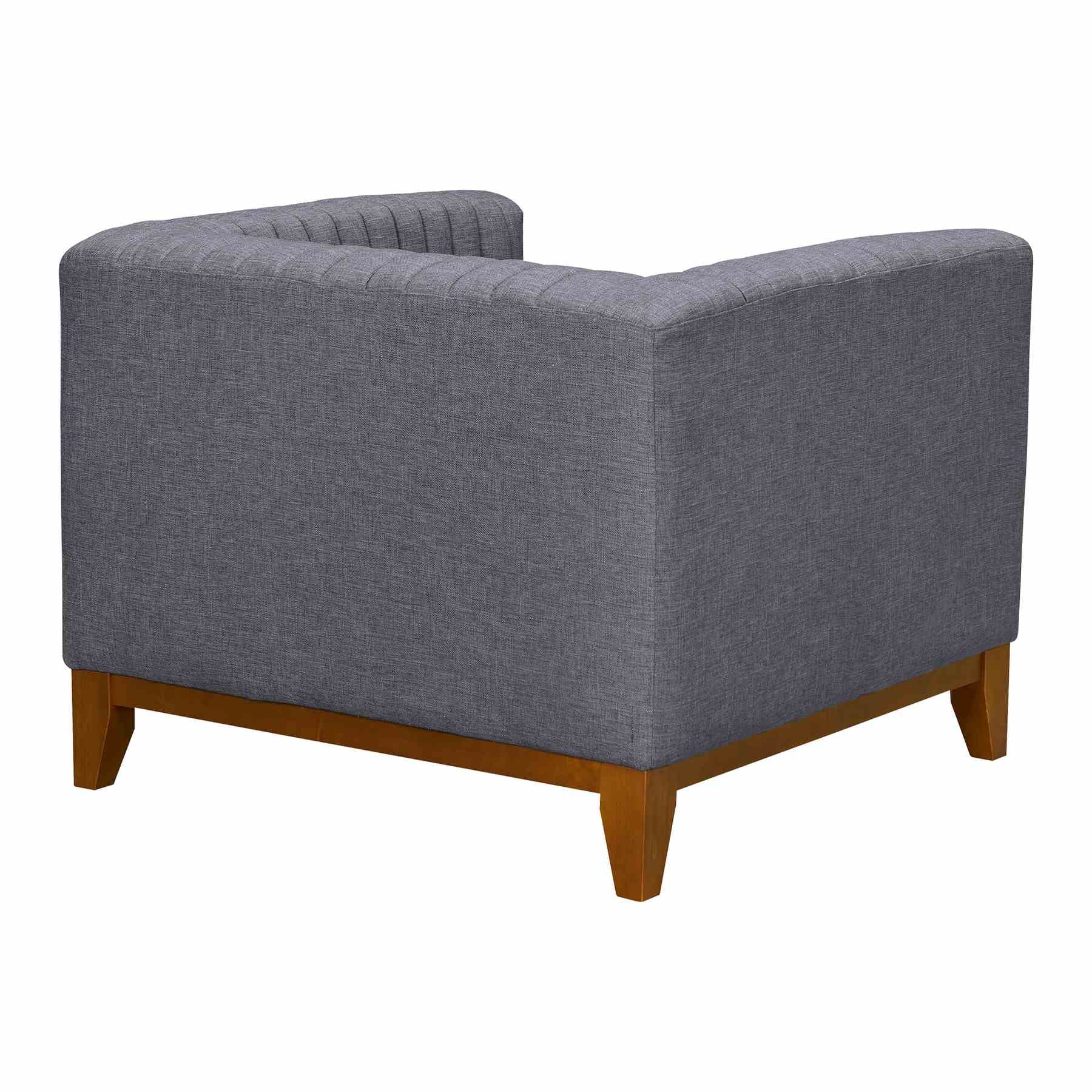 Prism Mid-Century Sofa Chair in Champagne Wood Finish and Dark Gray Fabric - Image 3