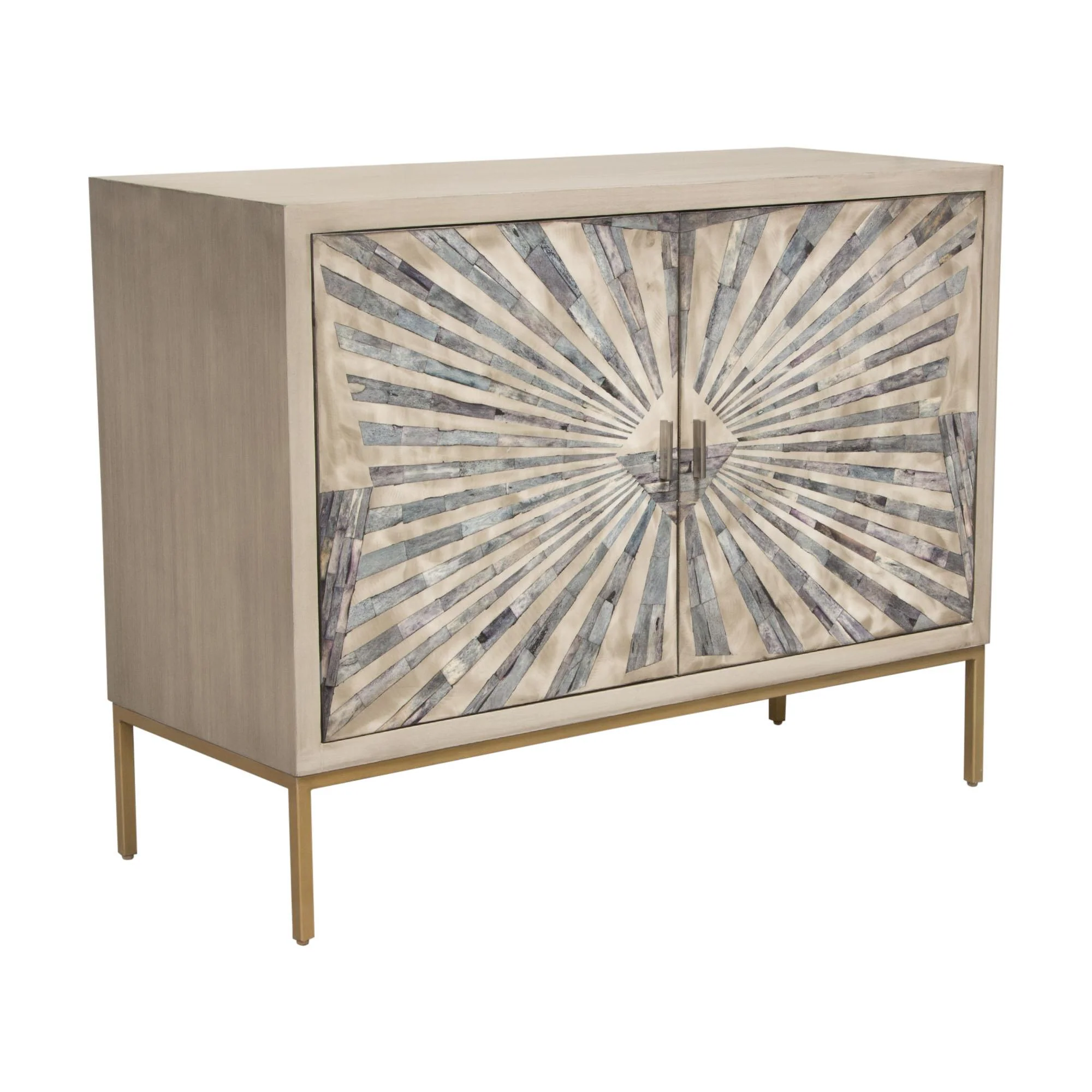 Prisma 2-Door Accent Cabinet w/ Dyed Bone Inlay Sunburst w/ Brass Legs by Diamond Sofa - Image 3