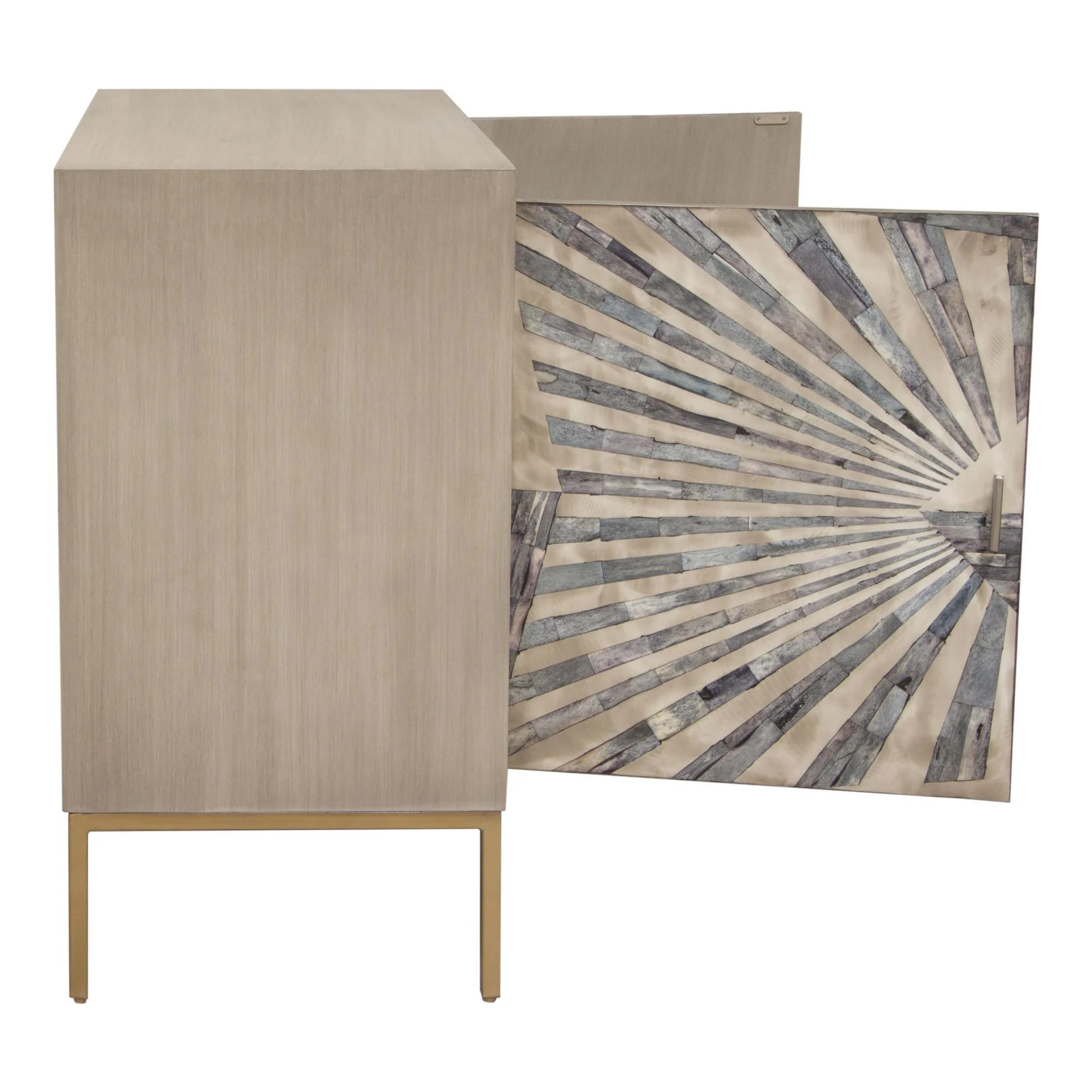 Prisma 2-Door Accent Cabinet w/ Dyed Bone Inlay Sunburst w/ Brass Legs by Diamond Sofa - Image 6