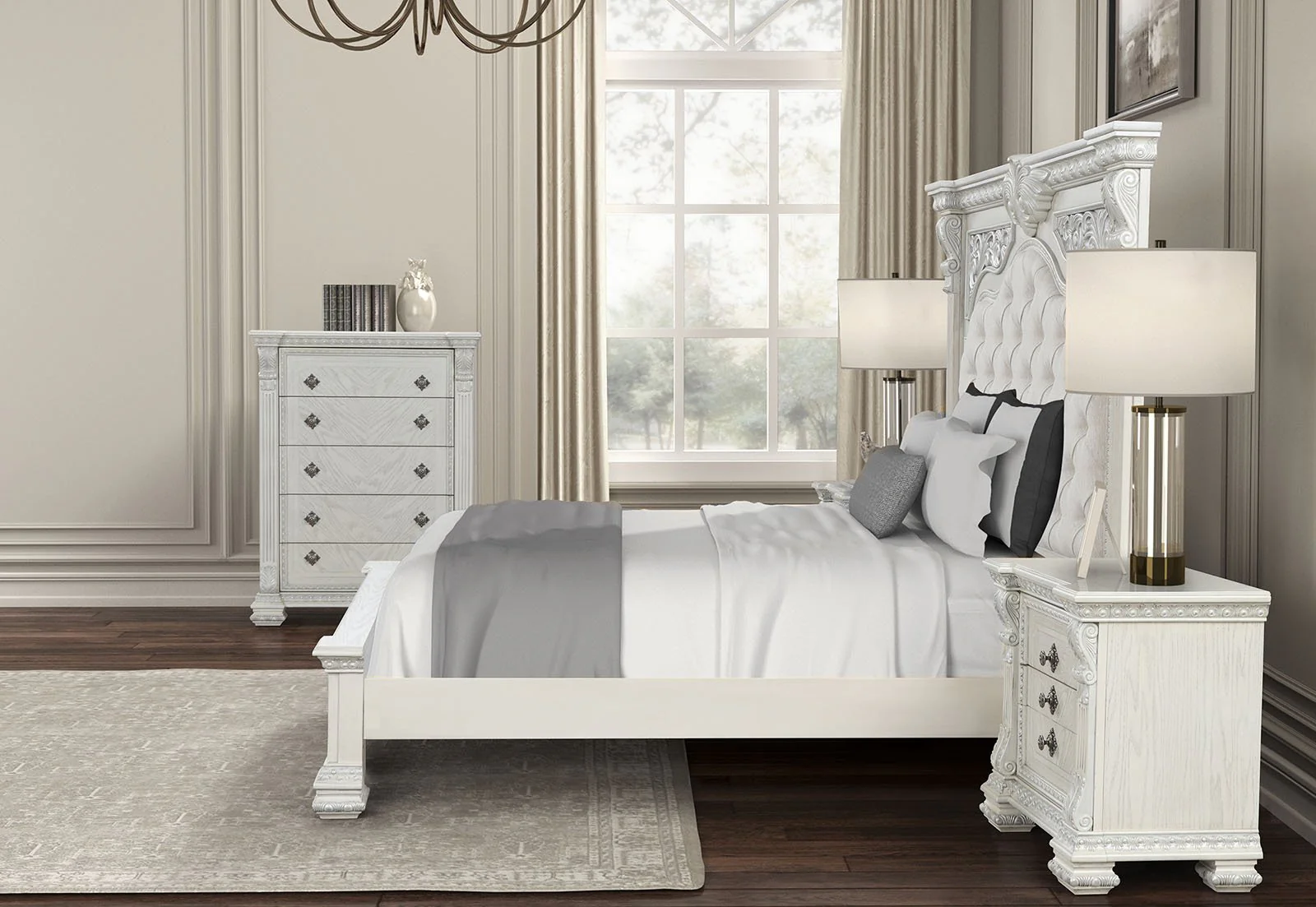 Promenade E.King Bed, Wire Brushed White - Image 3