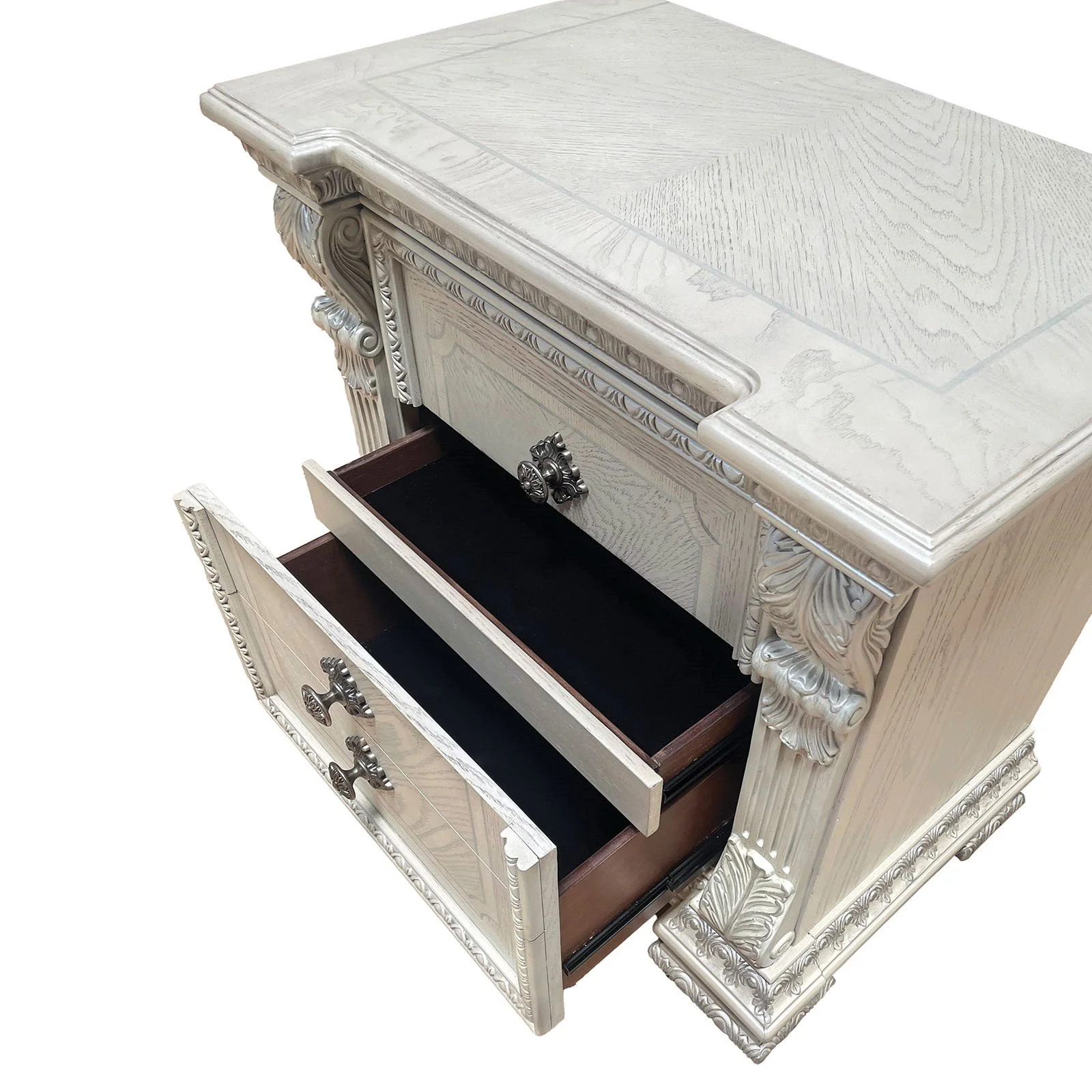Promenade Nightstand w/ Hidden Drawer USB A-C, Wire Brushed White - Image 2