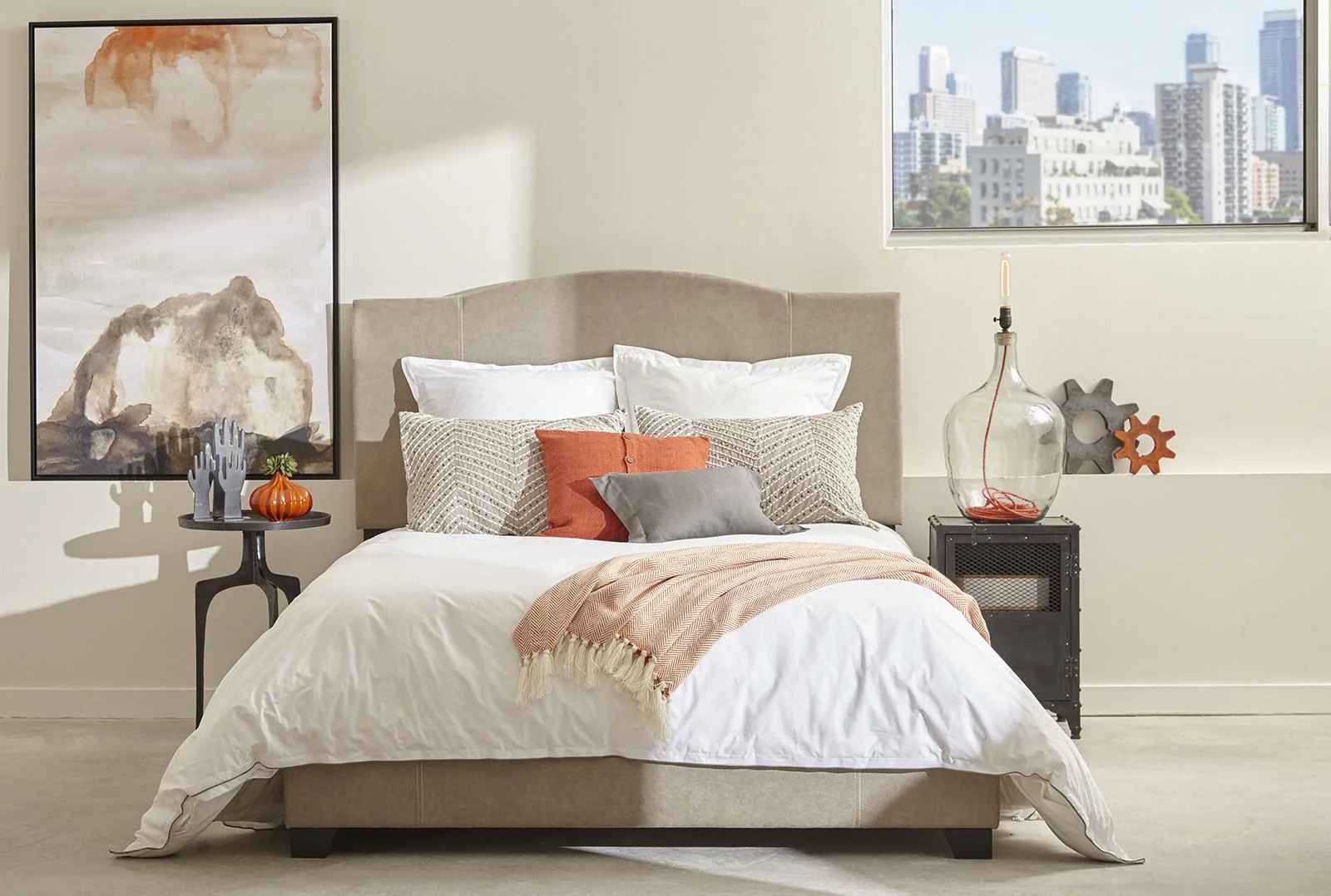Pulaski ACH All-In-One Queen Modified Camel Back Upholstered Bed in Grey - Image 5