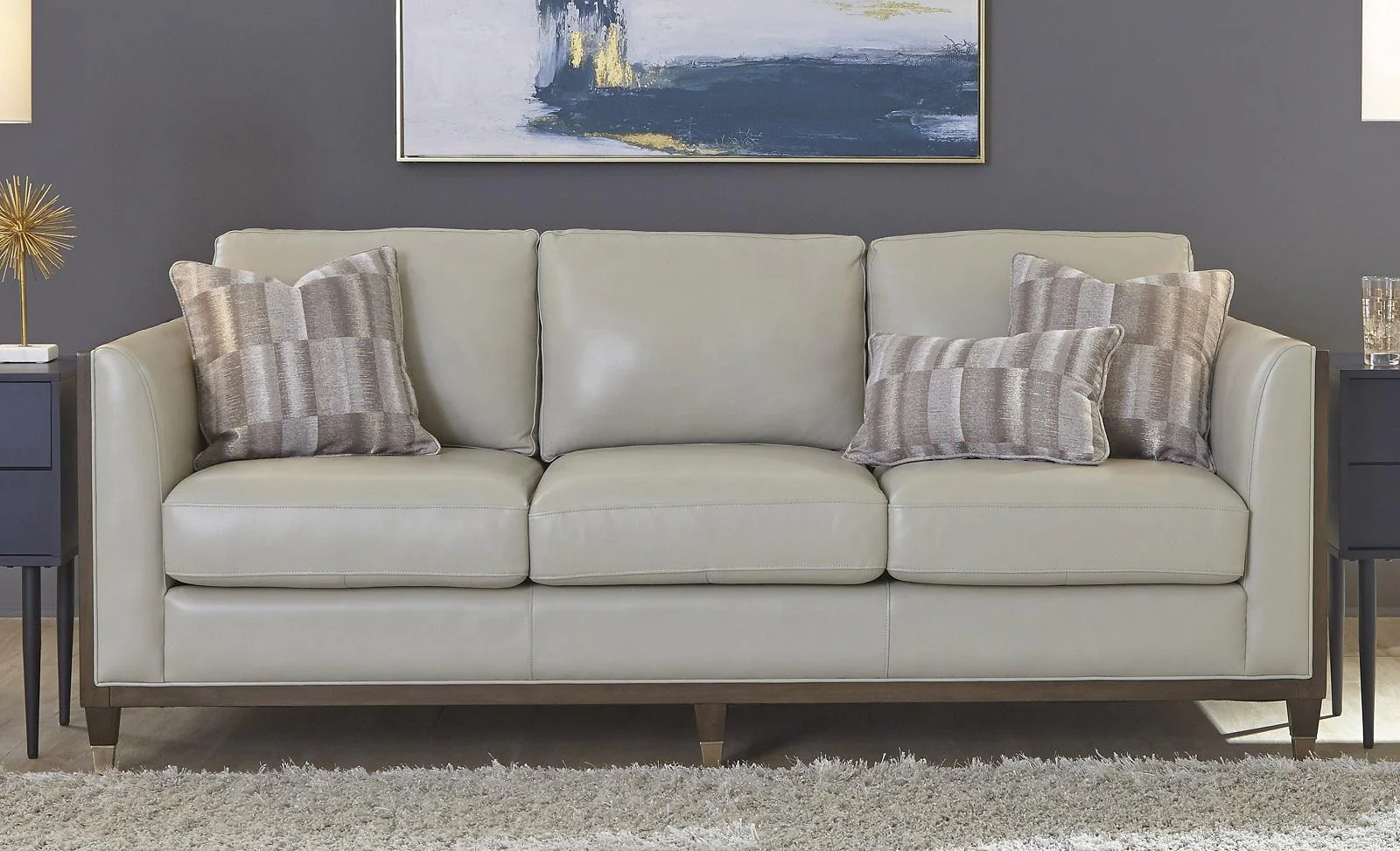 Pulaski Addison Leather Sofa in Light Grey - Image 3