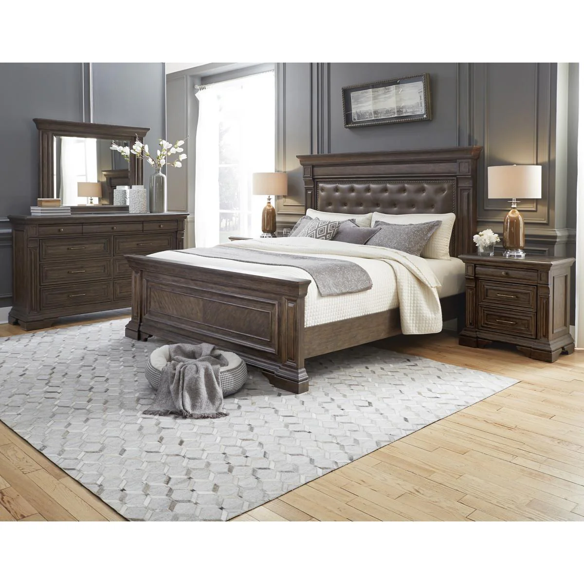 Pulaski Bedford Heights King Panel Bed in Estate Brown - Image 5