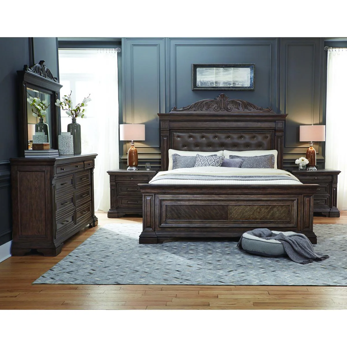 Pulaski Bedford Heights Queen Panel Bed in Estate Brown - Image 4