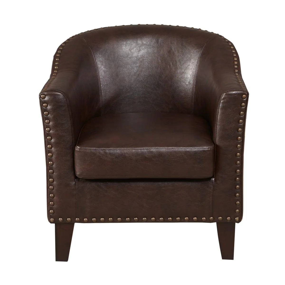 Pulaski Brown Faux Leather Barrel Accent Chair - Image 2