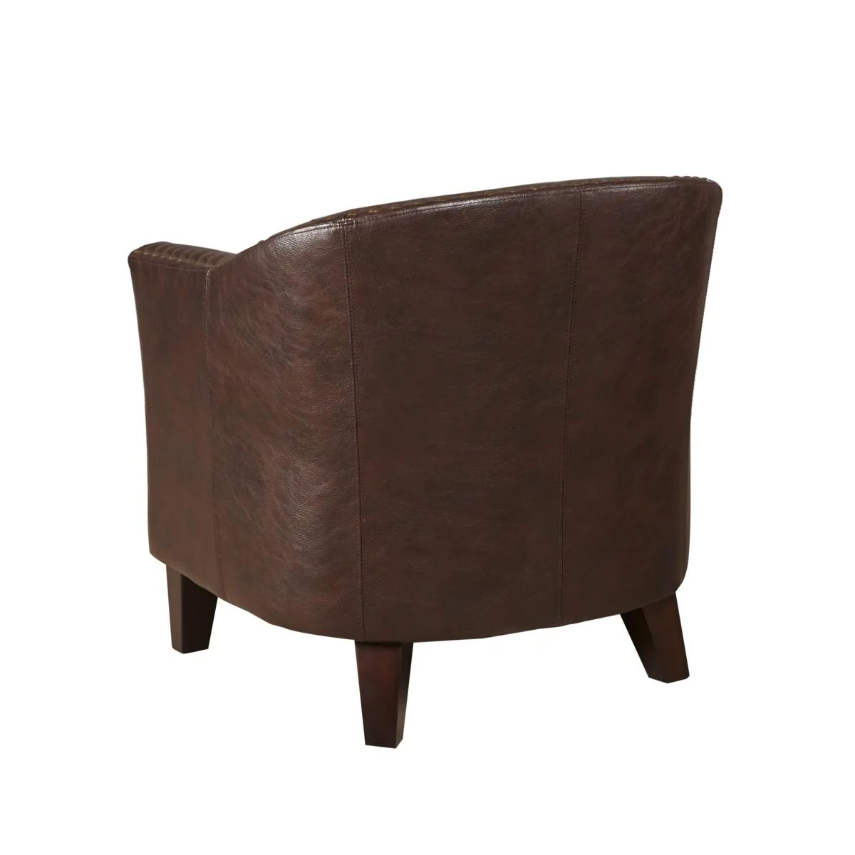 Pulaski Brown Faux Leather Barrel Accent Chair - Image 3