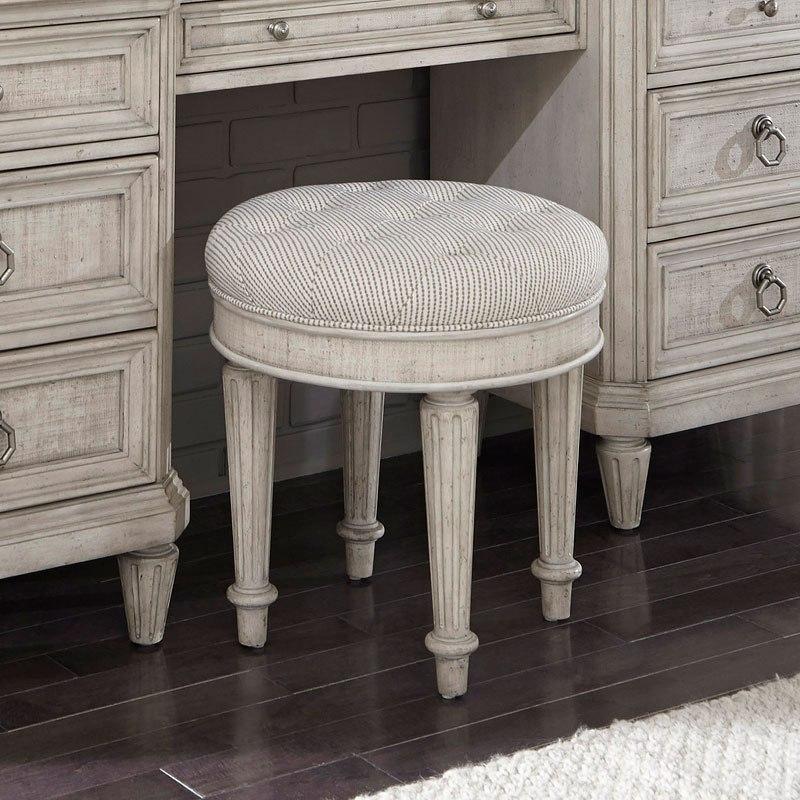 Pulaski Campbell Street Upholstered Vanity Stool in Vanilla Cream - Image 2