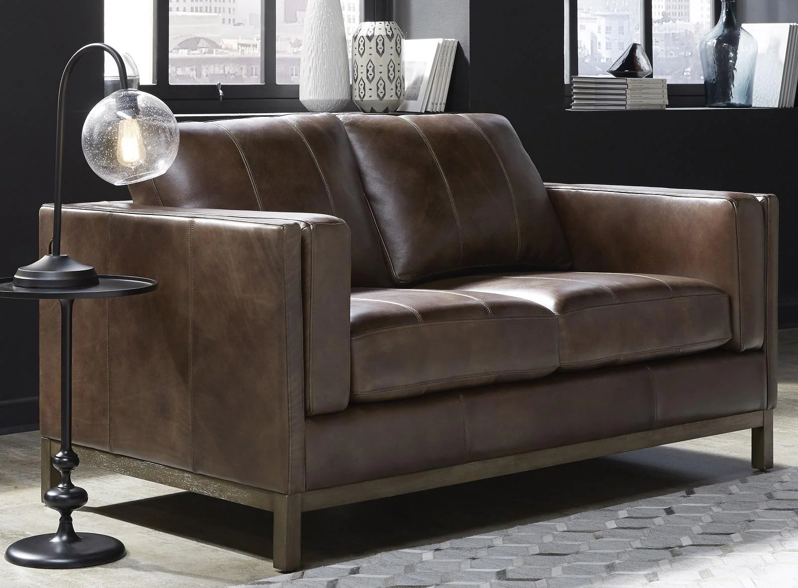 Pulaski Drake Leather Loveseat in Brown - Image 3