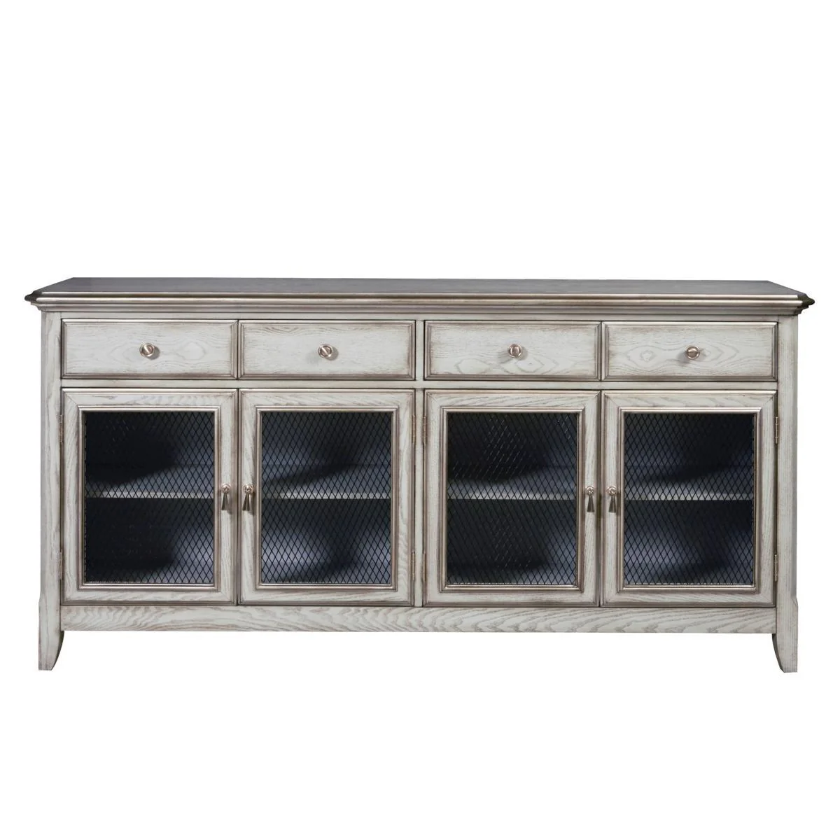 Pulaski Farmhouse Credenza with Wire Mesh Door Inserts in Soft Periwinkle Blue - Image 2