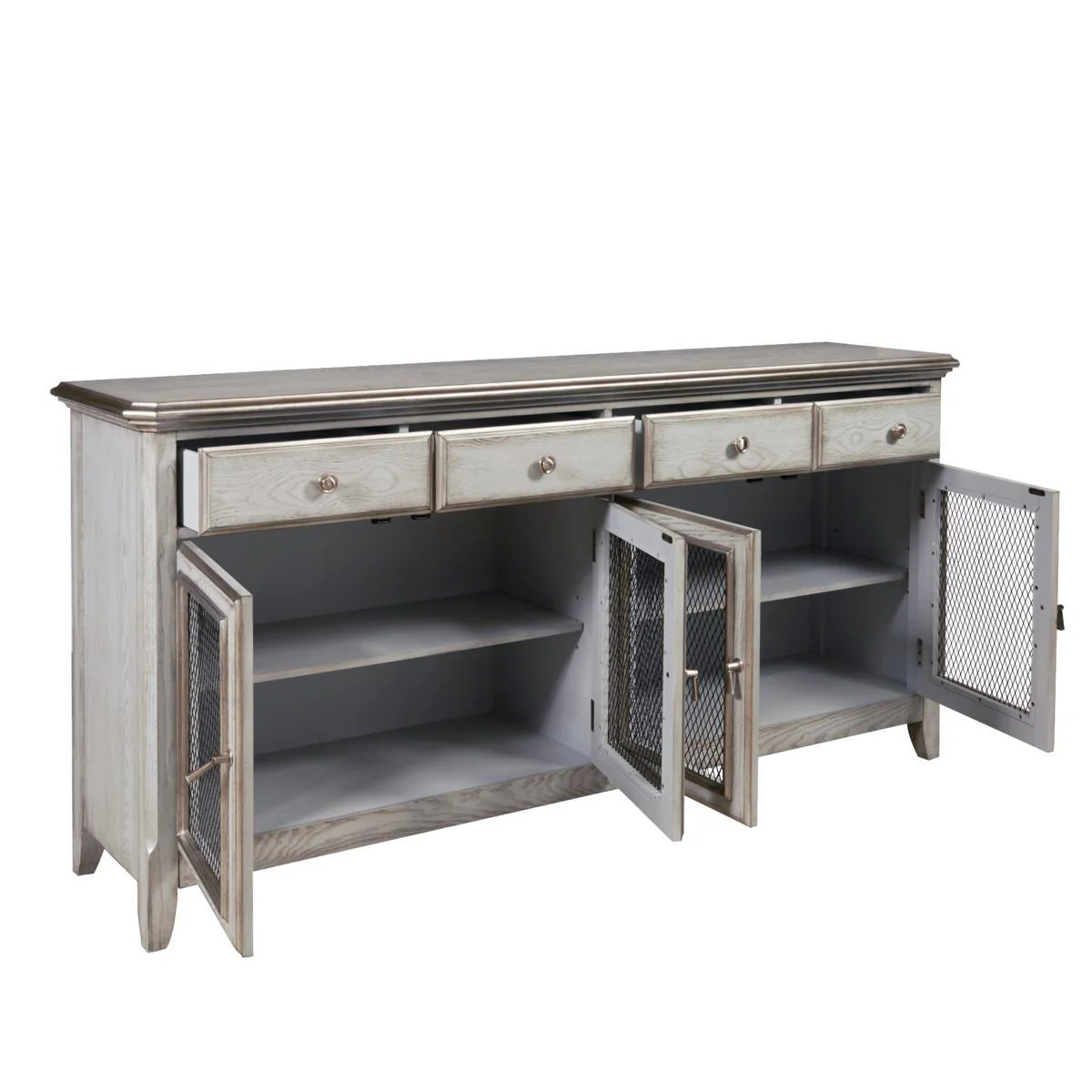 Pulaski Farmhouse Credenza with Wire Mesh Door Inserts in Soft Periwinkle Blue - Image 3