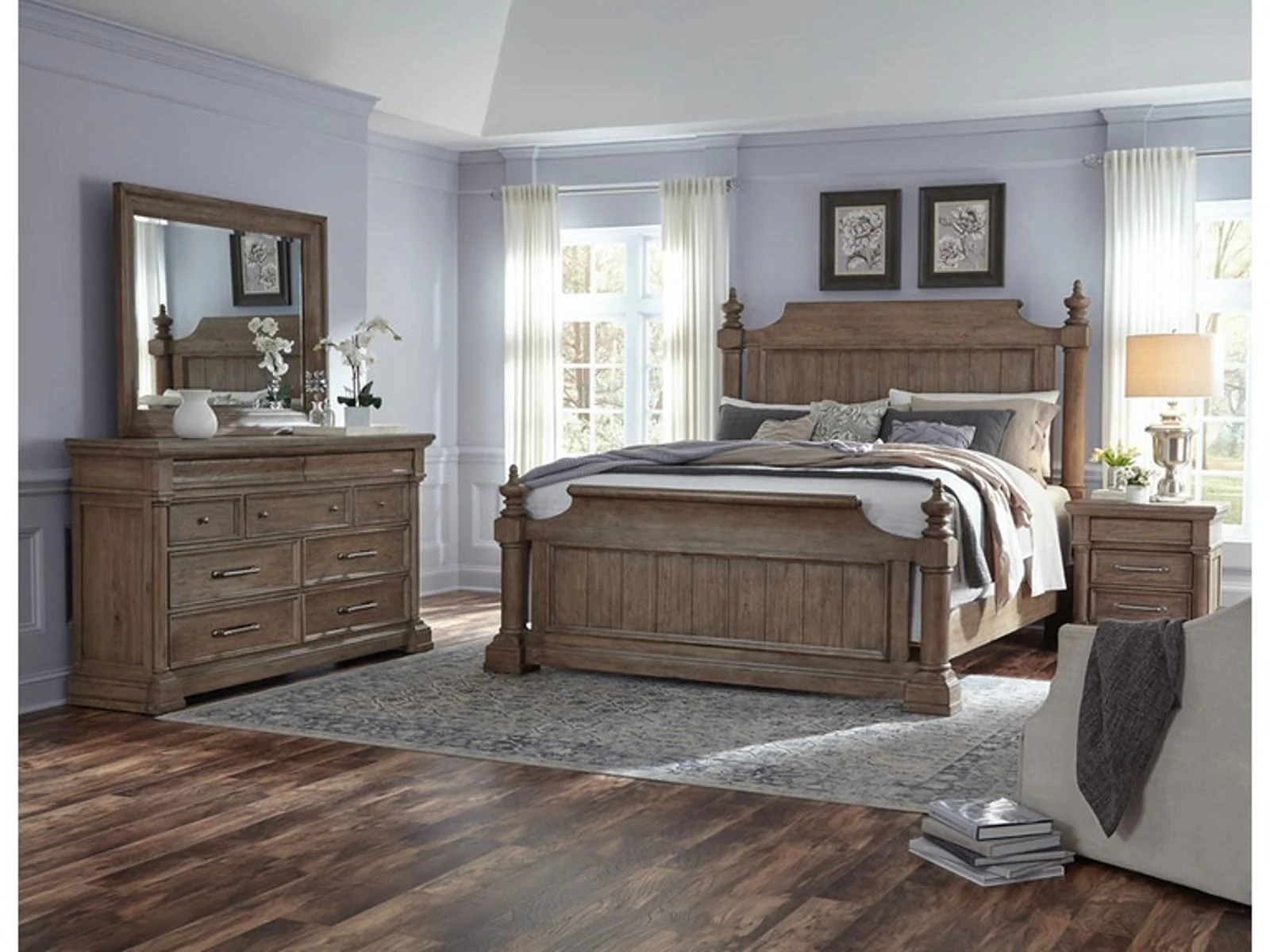 Pulaski Furniture Crestmont California King Poster Bed in Toasted Almond - Image 4