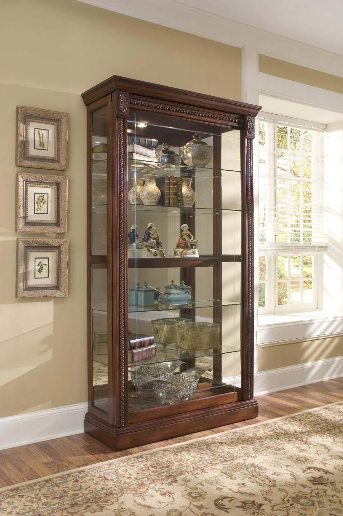 Pulaski Medallion Cherry Two Way Sliding Door Curio - Image 2