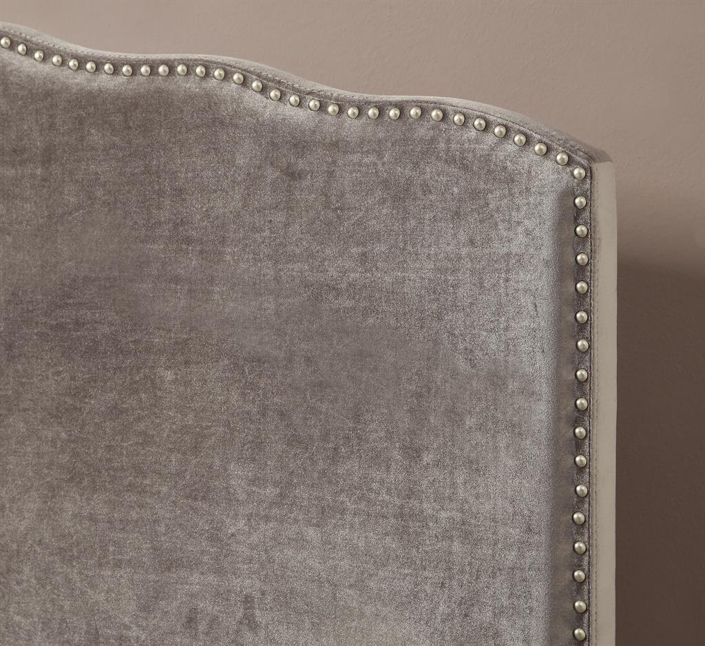 Pulaski Queen Nailhead Shaped Upholstered Headboard in Velvet Shmer - Image 3