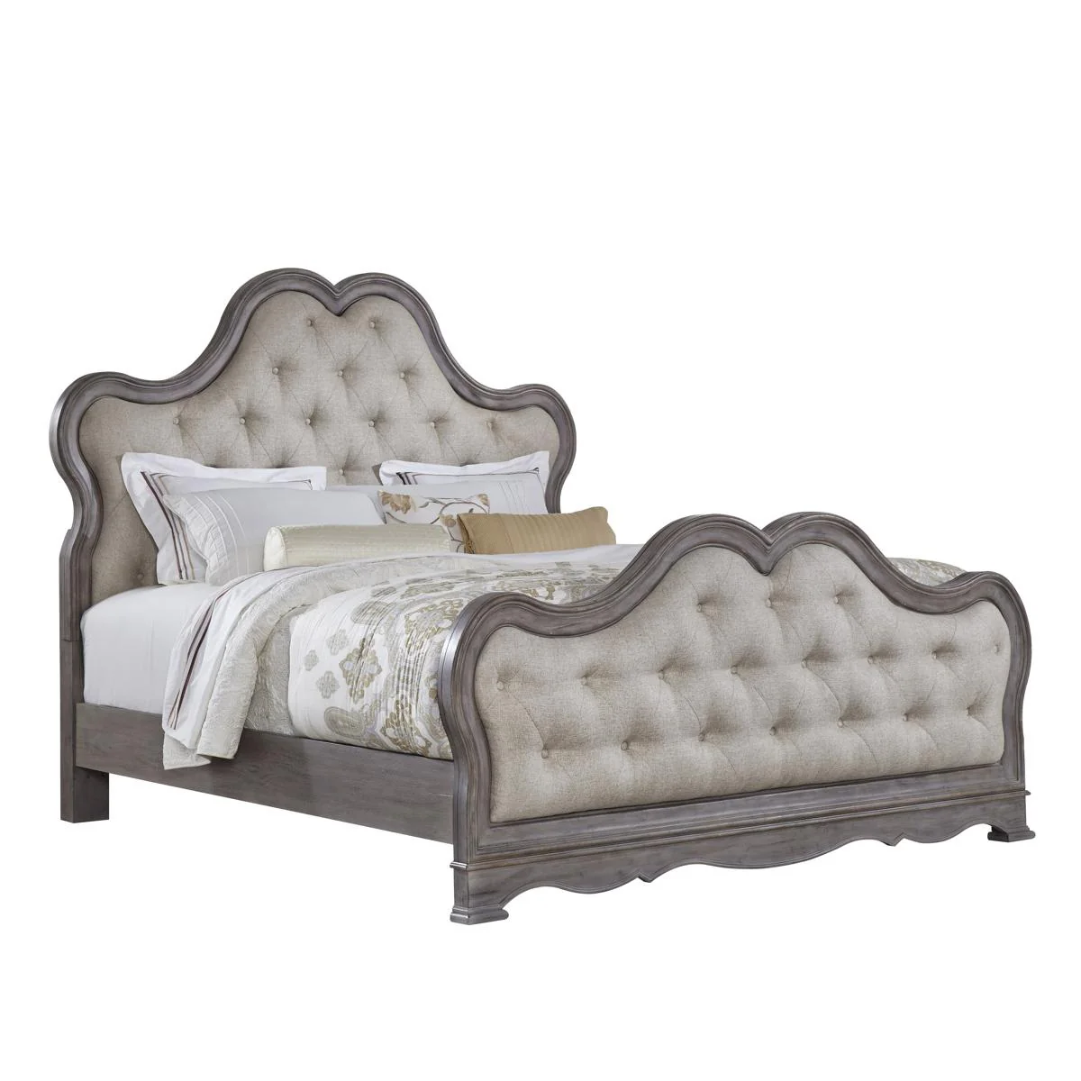 Pulaski Simply Charming King Tufted Upholstered Bed in Light Wood - Image 2
