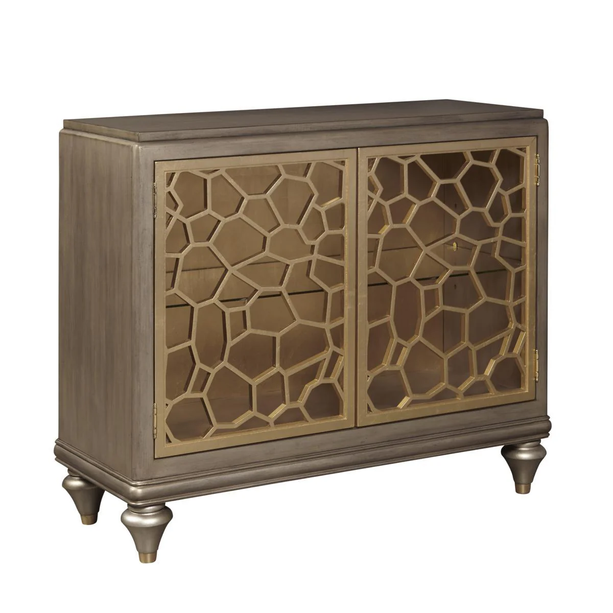 Pulaski Two Door Accent Chest with Pierced Gold Leaf Doors - Image 2