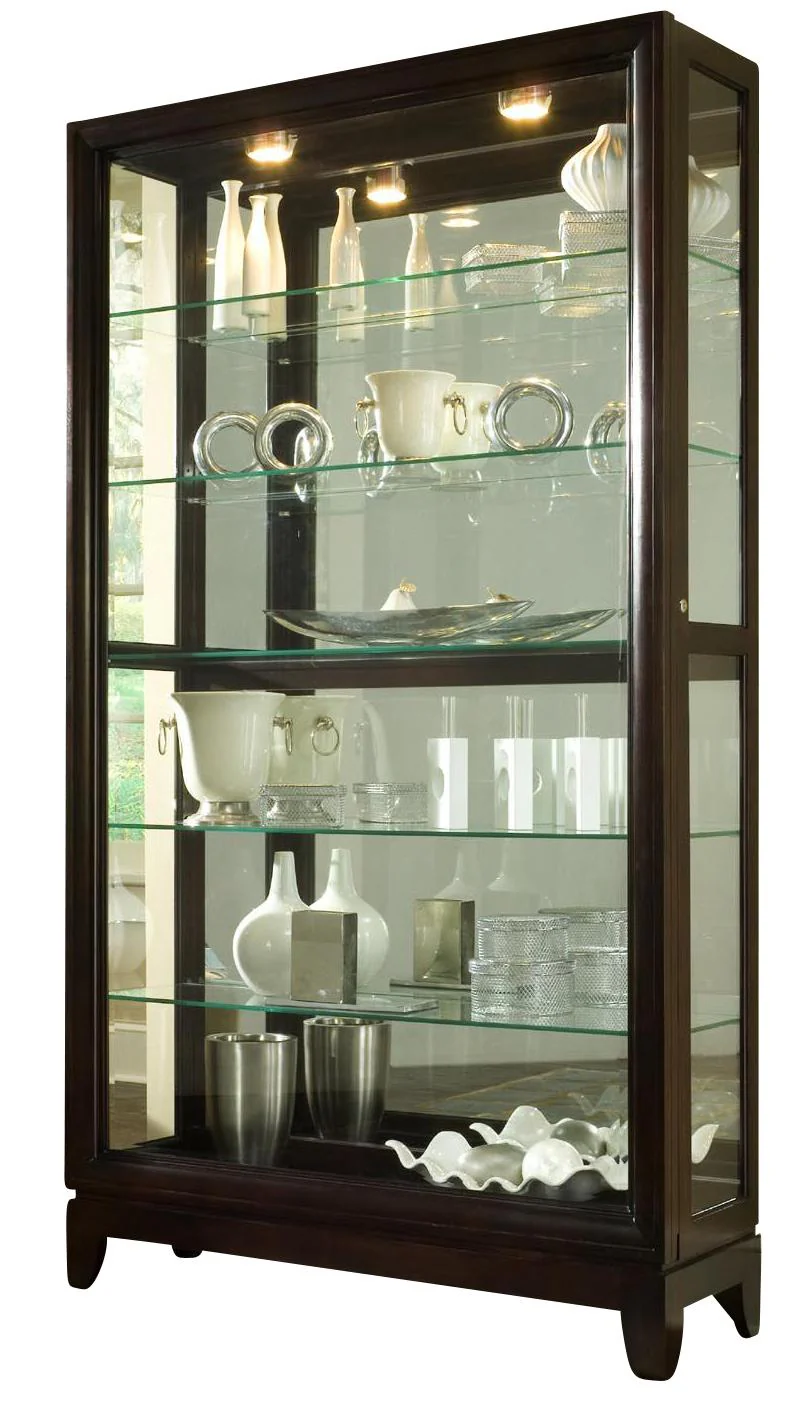 Pulaski Chocolate Cherry Two Way Sliding Door Curio - Image 3