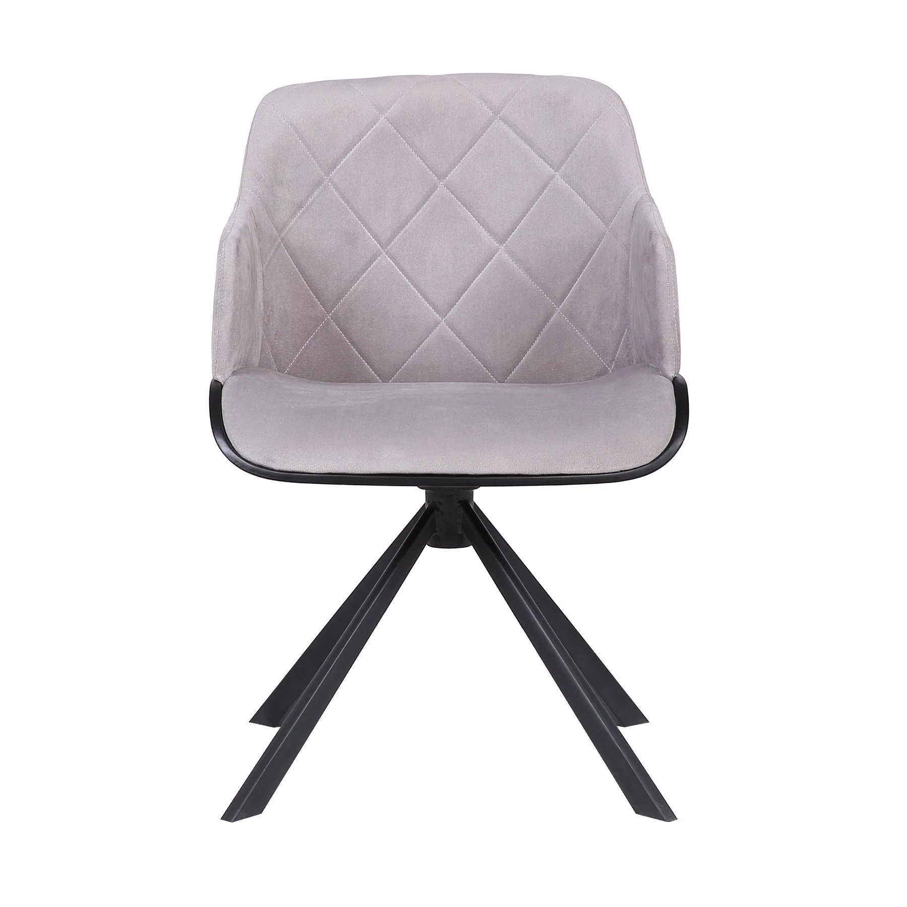 Puma Contemporary Dining Chair in Black Powder Coated Finish with Gray Velvet and Black Brushed Wood Finish - Image 2