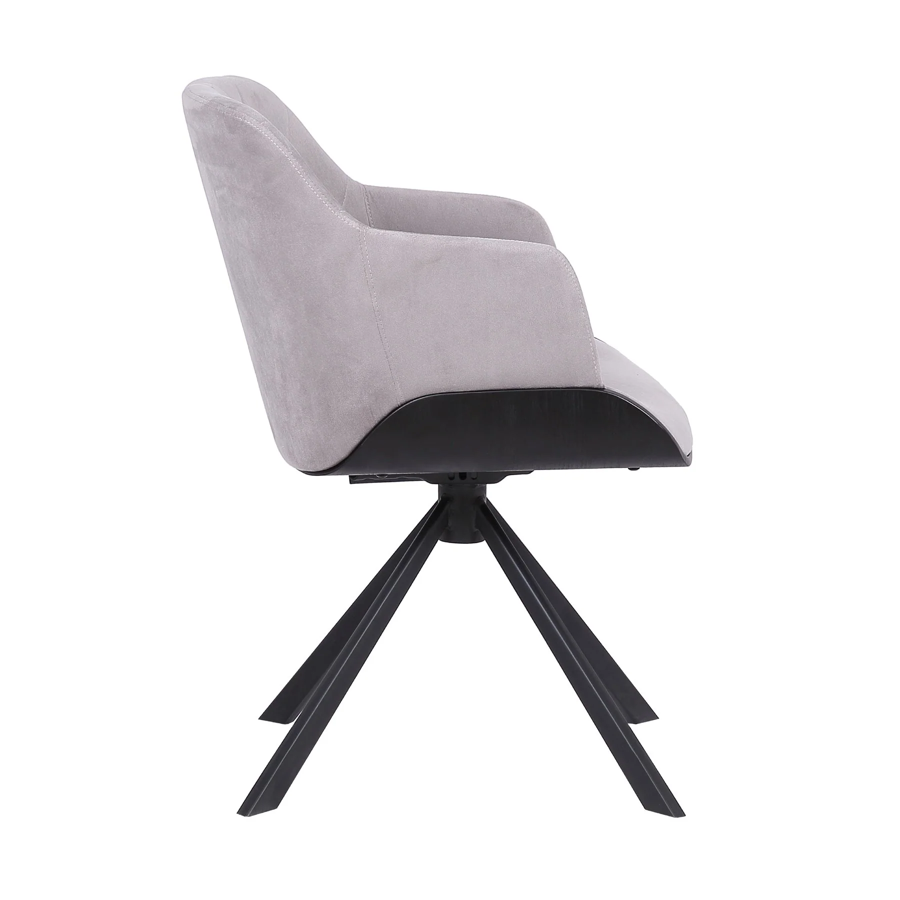 Puma Contemporary Dining Chair in Black Powder Coated Finish with Gray Velvet and Black Brushed Wood Finish - Image 3