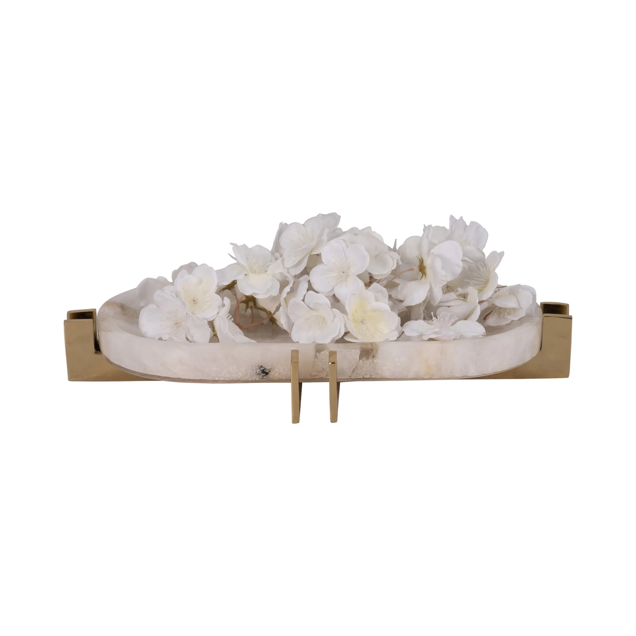 Quartz, 14" White Tray With Gold Details, White/go - Image 2