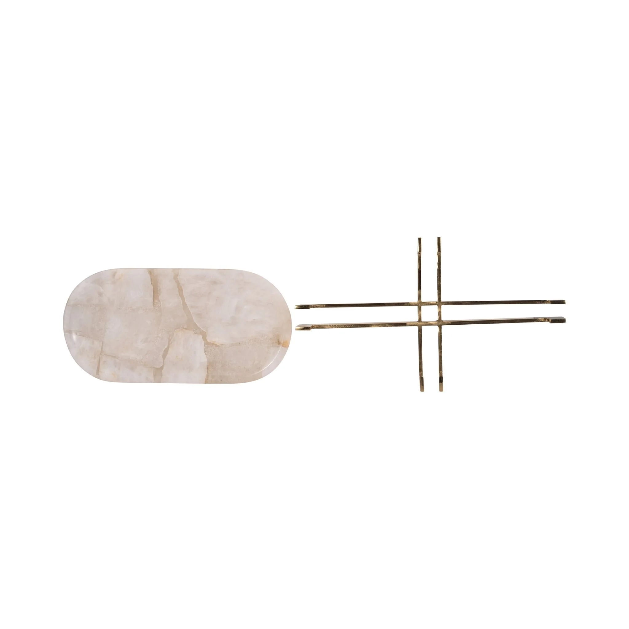 Quartz, 14" White Tray With Gold Details, White/go - Image 6